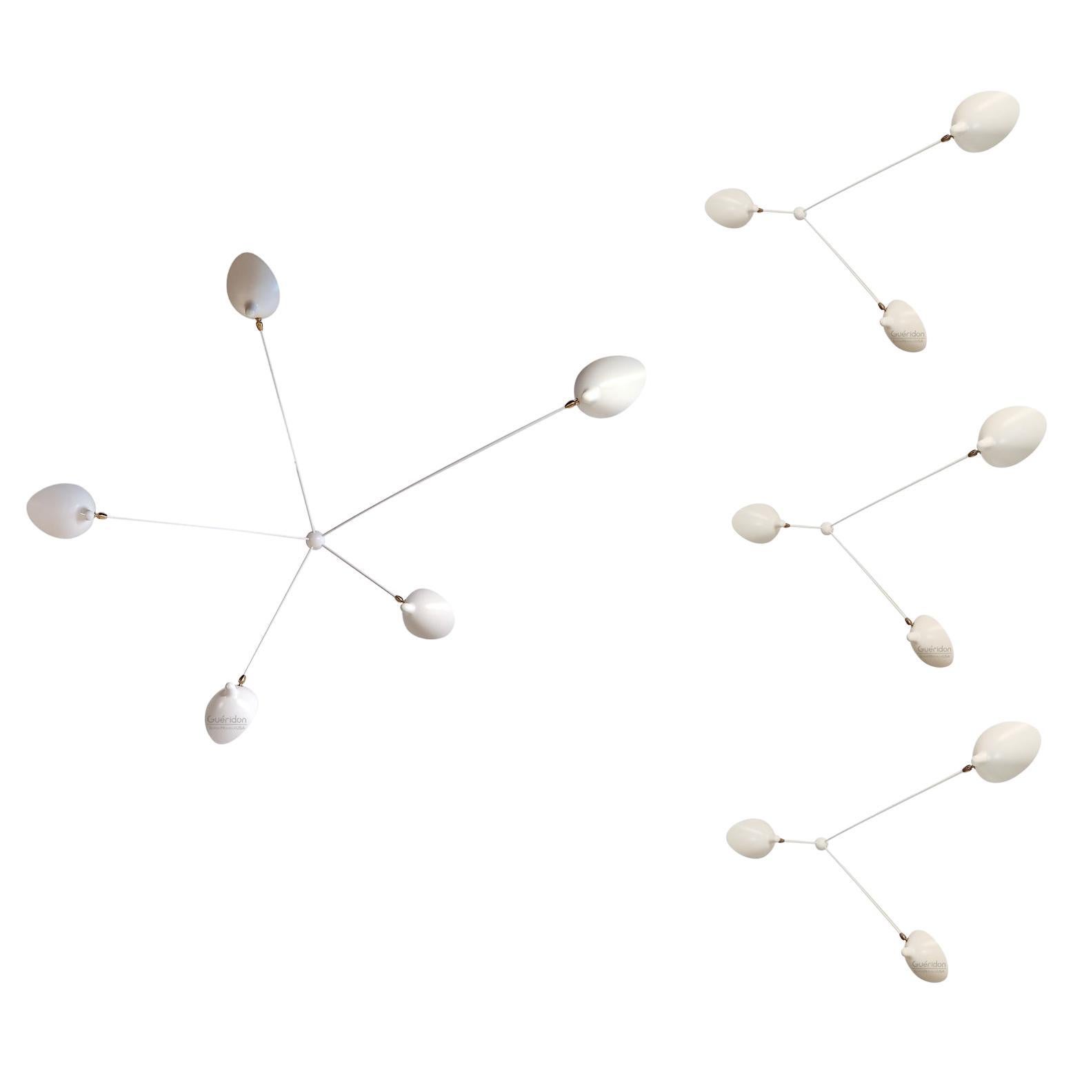 Serge Mouille - 3  A 3 bracci e 1  Applique a 5 bracci in Whiting - IN STOCK!