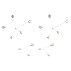 Serge Mouille -  2  5-Arm and 2  3-Arm Spider Sconces in White - IN STOCK!