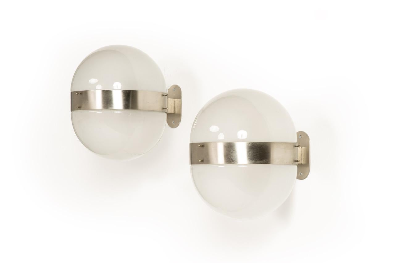 Mid-20th Century Set of Sergio Mazza applique  produced by Artemide Italy 1963 nickel-platted 