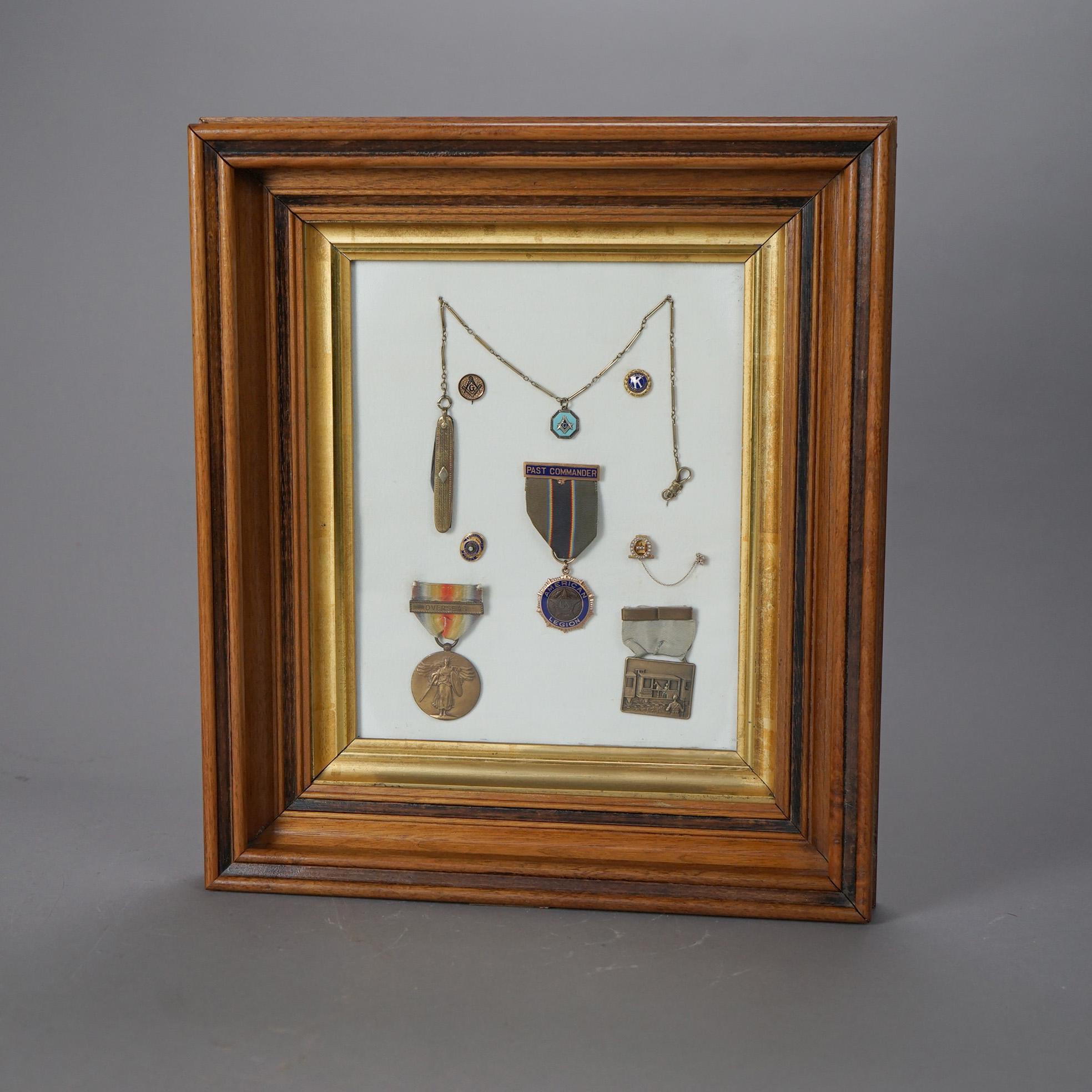 Cast Set of Service Medals in Shadow Box Display, 20th C For Sale