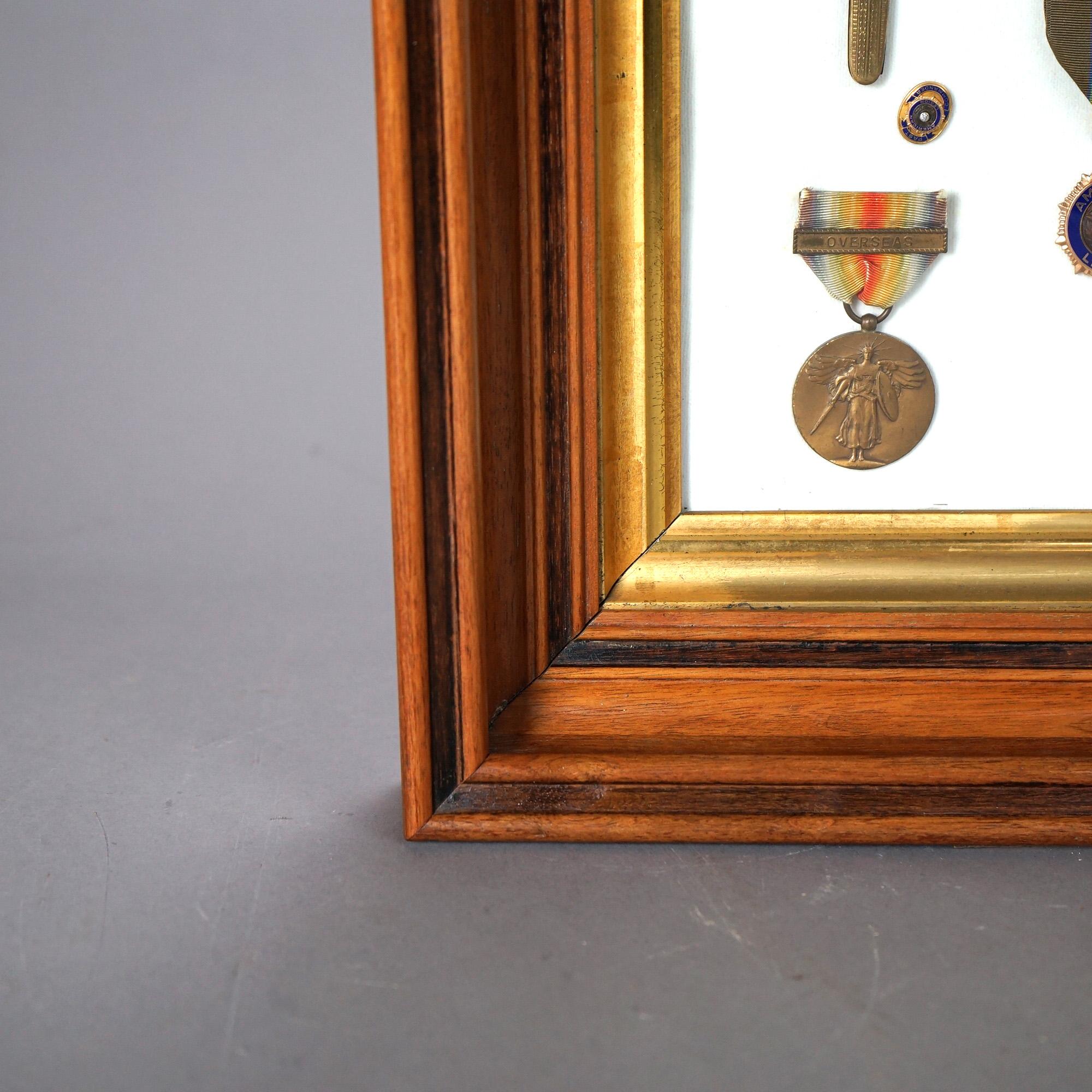 20th Century Set of Service Medals in Shadow Box Display, 20th C For Sale