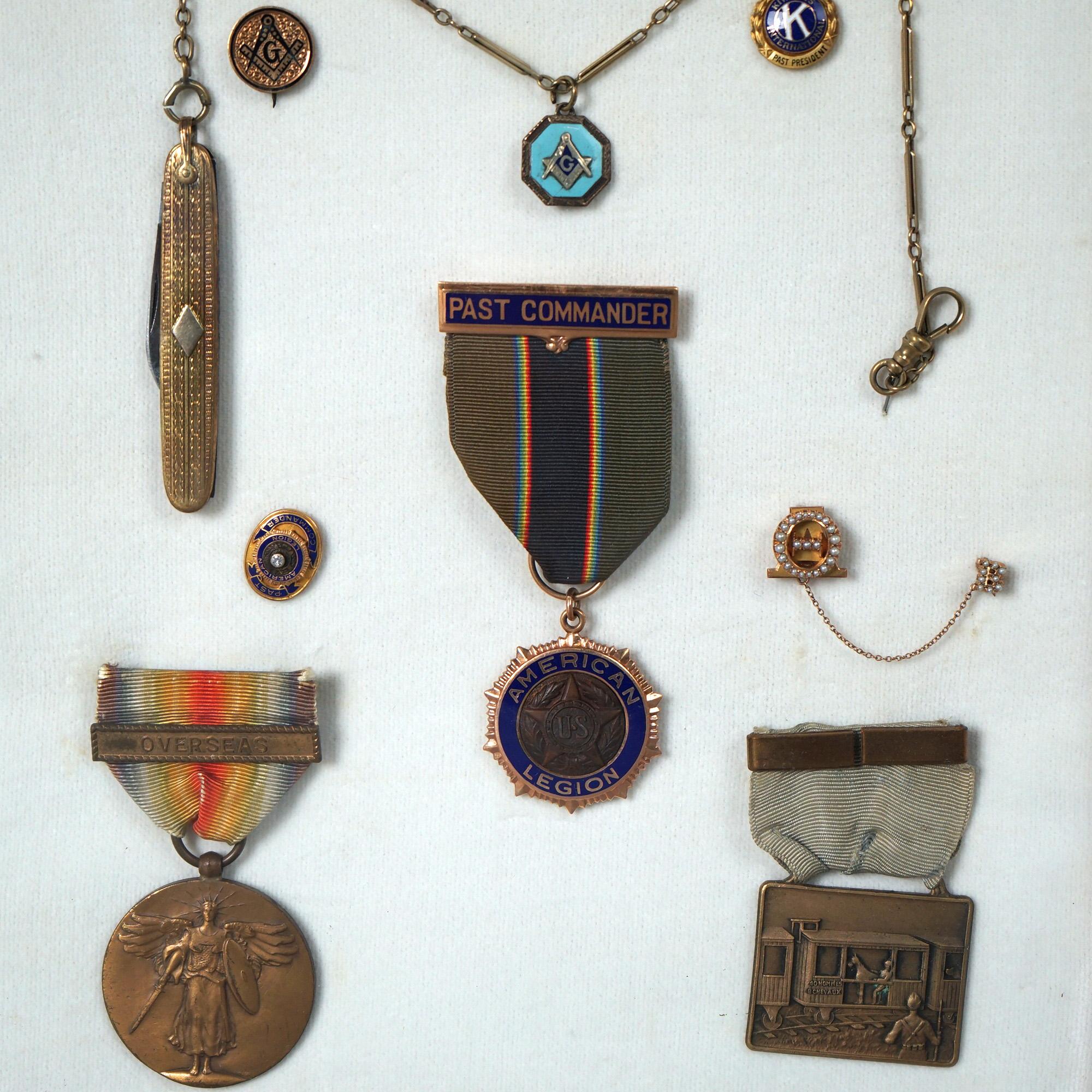 20th Century Set of Service Medals in Shadow Box Display, 20th C
