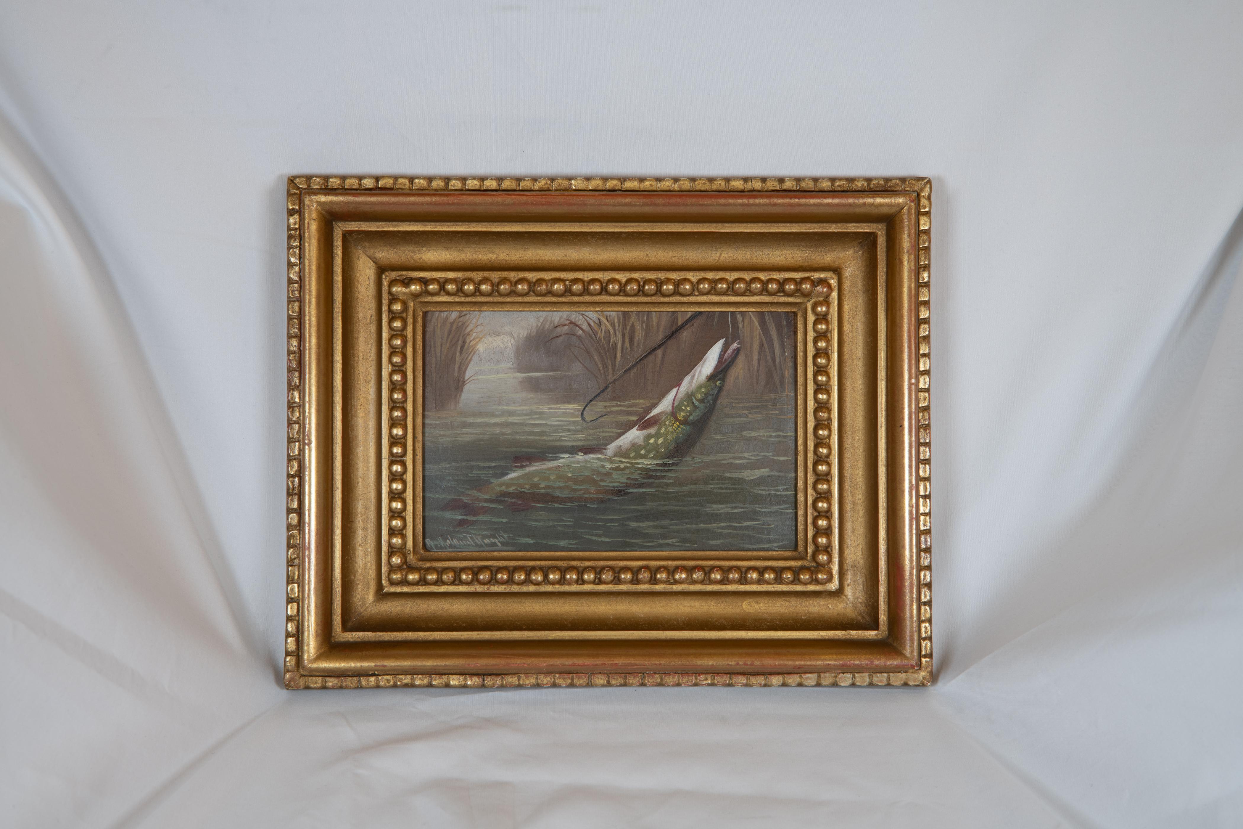Satz von sieben 19.  Fischgemälde auf Karton von Roland Knight aus dem Jahrhundert (1845-1914) (Holz) im Angebot