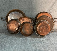 Set of Seven 19th Century French Copper Gratin