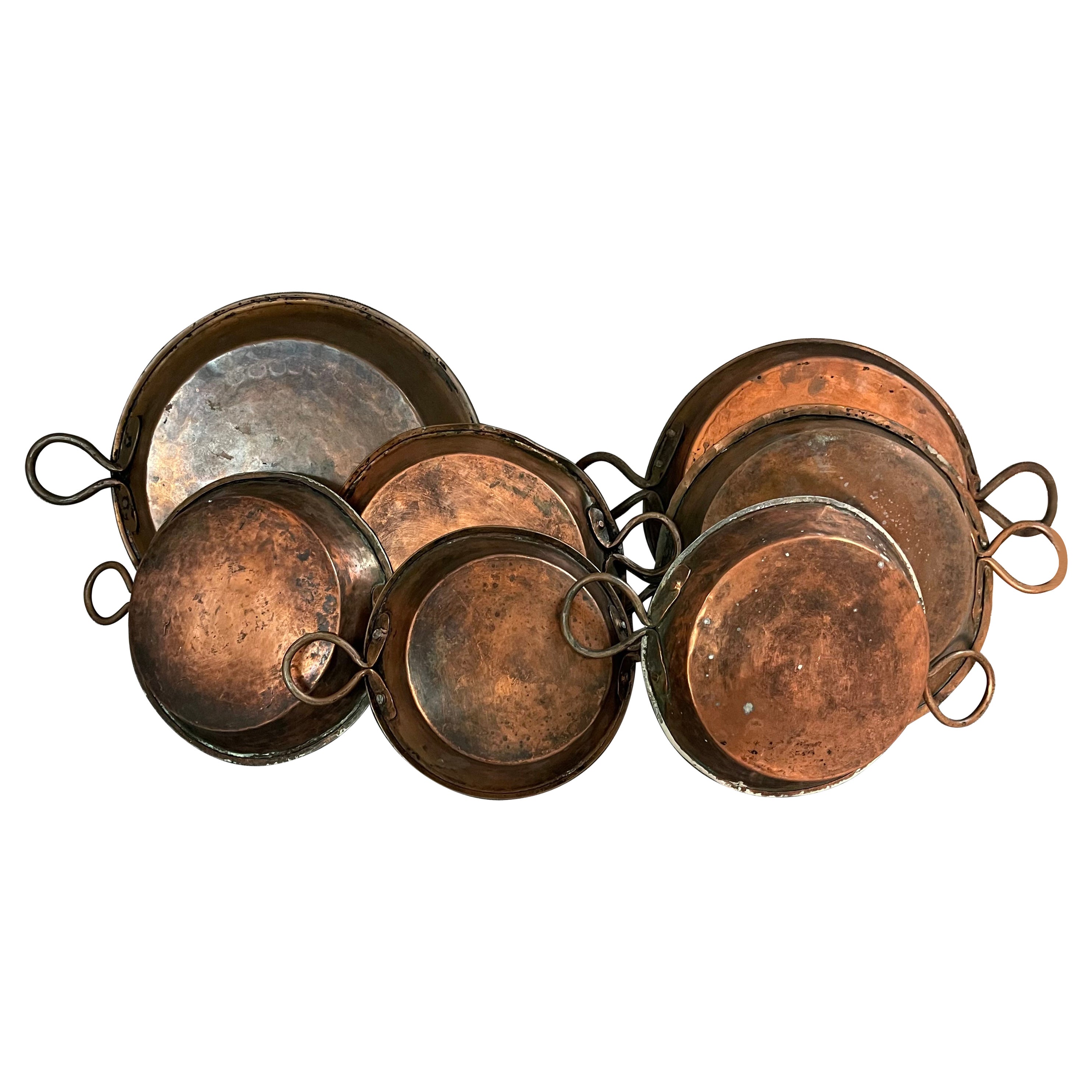 Set of Seven 19th Century French Copper Gratin