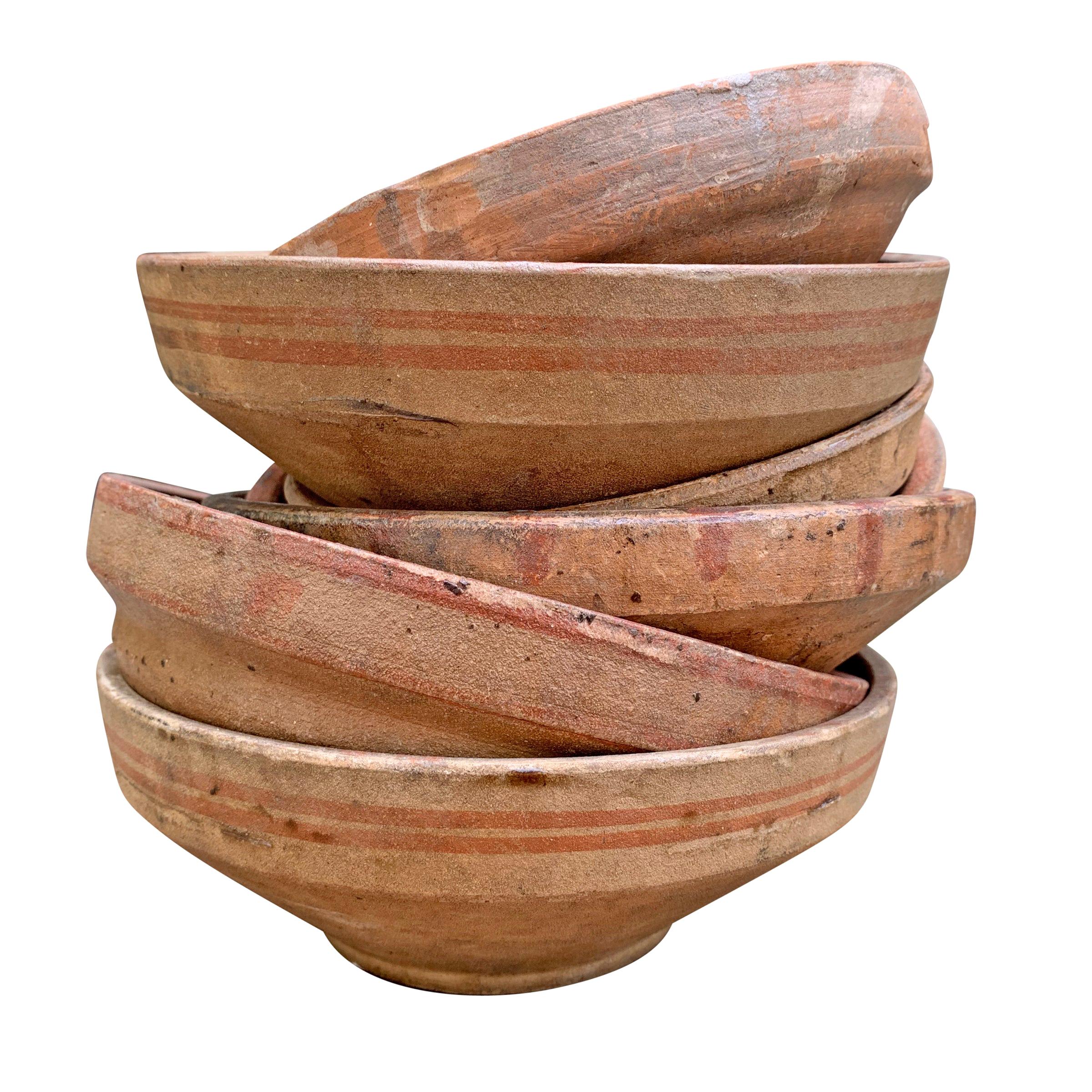 Set of Seven 19th Century Terracotta Bowls