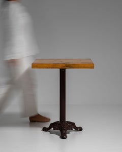 Set of Seven 20th Century French Cast Iron Bistro Tables with Solid Wood Tops