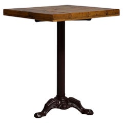 Set of Seven 20th Century French Cast Iron Bistro Tables with Solid Wood Tops