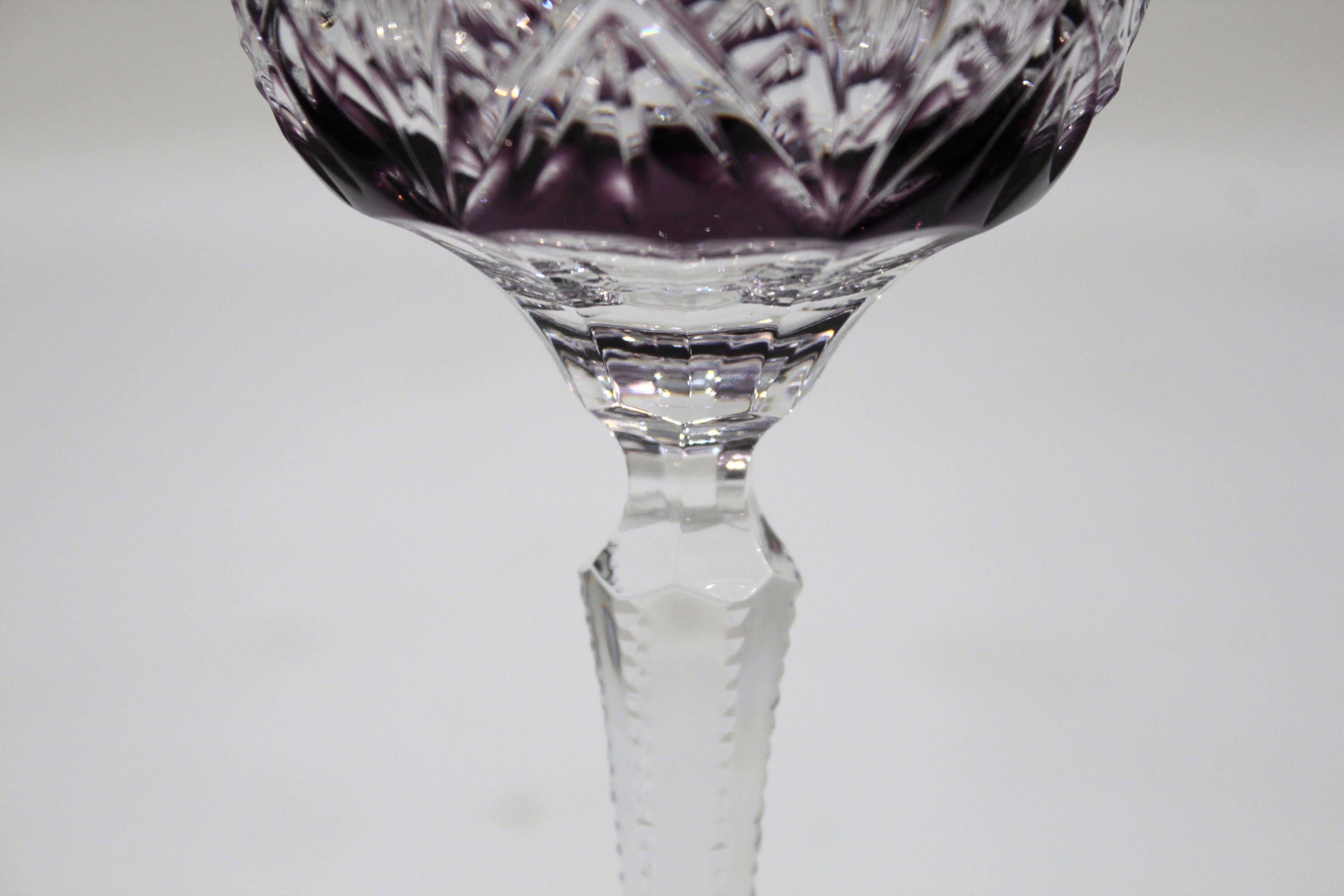 Set of Seven 1960s Bohemin Handcut Crystal Chalices For Sale 4