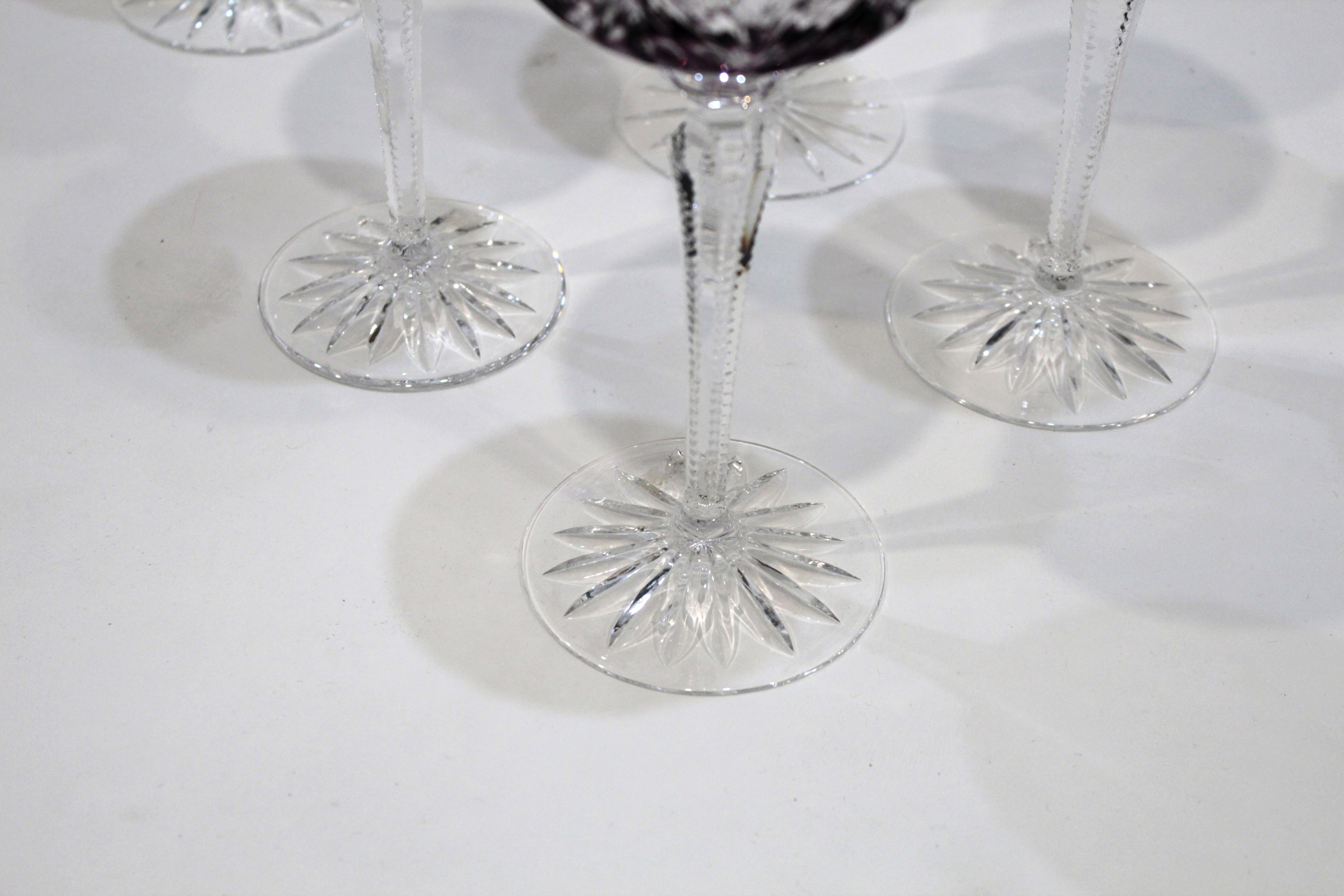 Set of Seven 1960s Bohemin Handcut Crystal Chalices For Sale 5