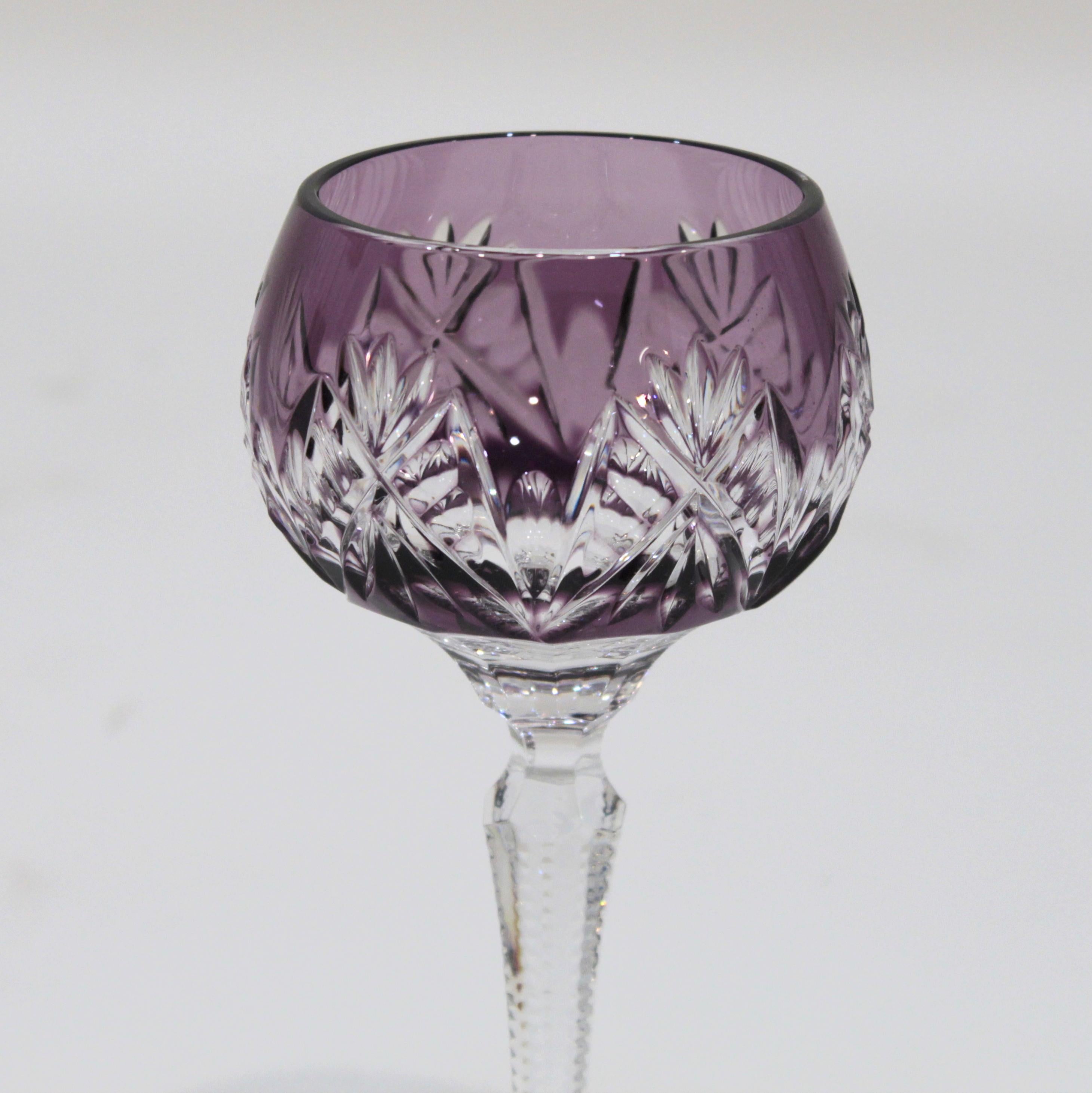 Mid-20th Century Set of Seven 1960s Bohemin Handcut Crystal Chalices For Sale