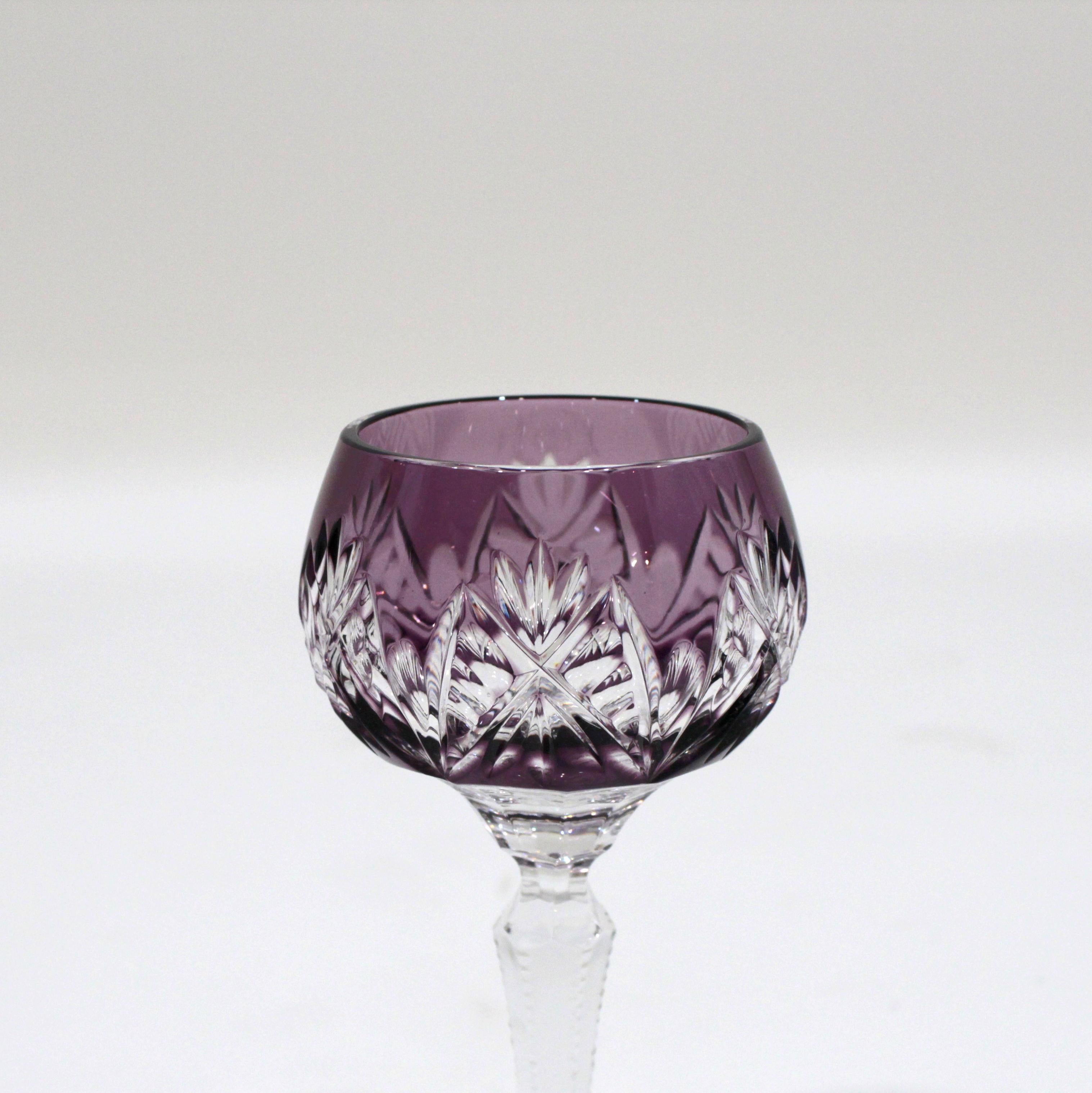 Set of Seven 1960s Bohemin Handcut Crystal Chalices For Sale 2