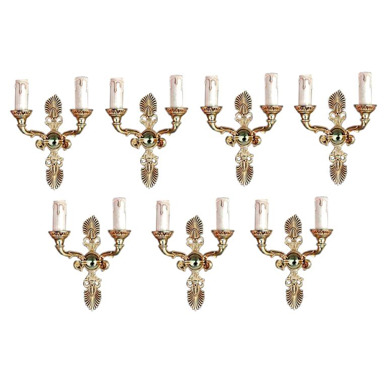 Set of Seven antique  French Empire Style  Bronze Sconces ( four are sold ) For Sale