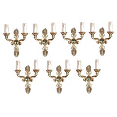 Set of Seven Vintage  French Empire Style  Bronze Sconces ( four are sold )