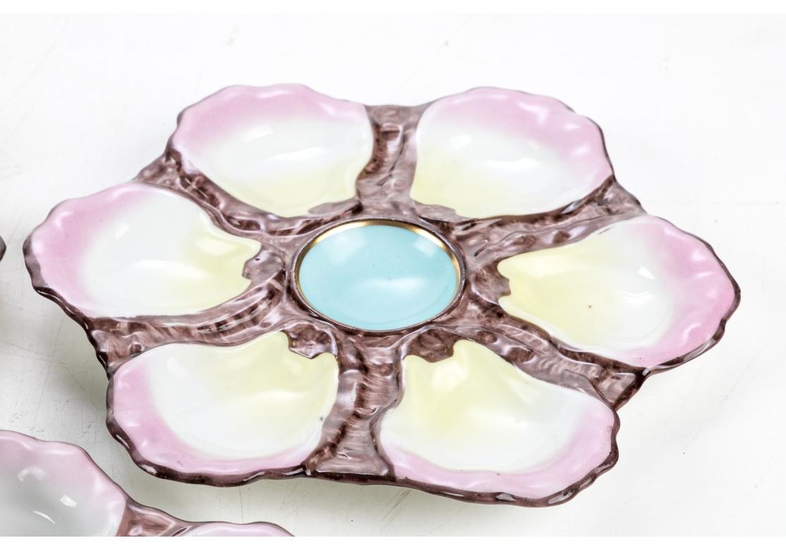 Set Of Seven Antique French Porcelain Oyster Plates For Sale 1