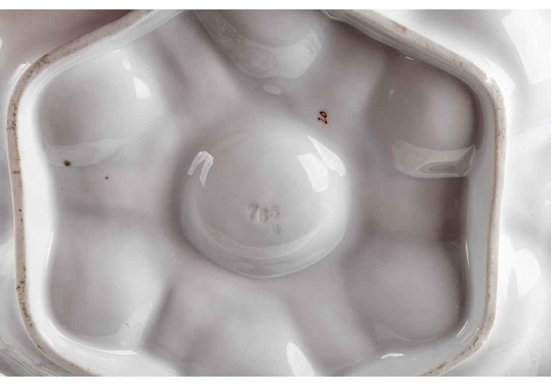 Set Of Seven Antique French Porcelain Oyster Plates For Sale 2