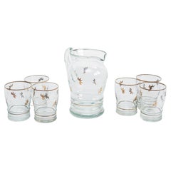  Set of Seven Antique Glass Vase and glasses, circa 1970