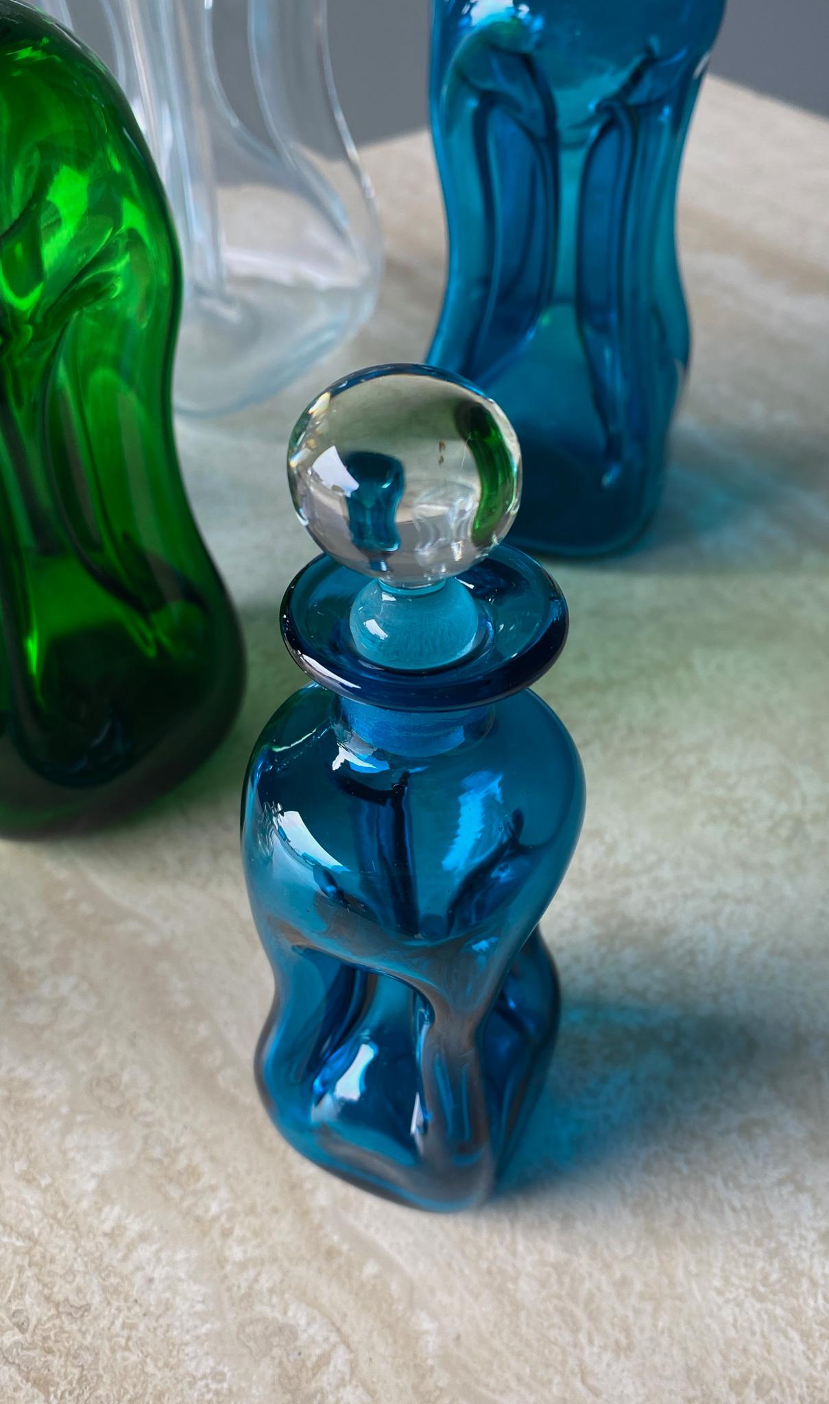 Set of Seven Art Glass Decanters by Holmegaard, Denmark, 1960s For Sale 10