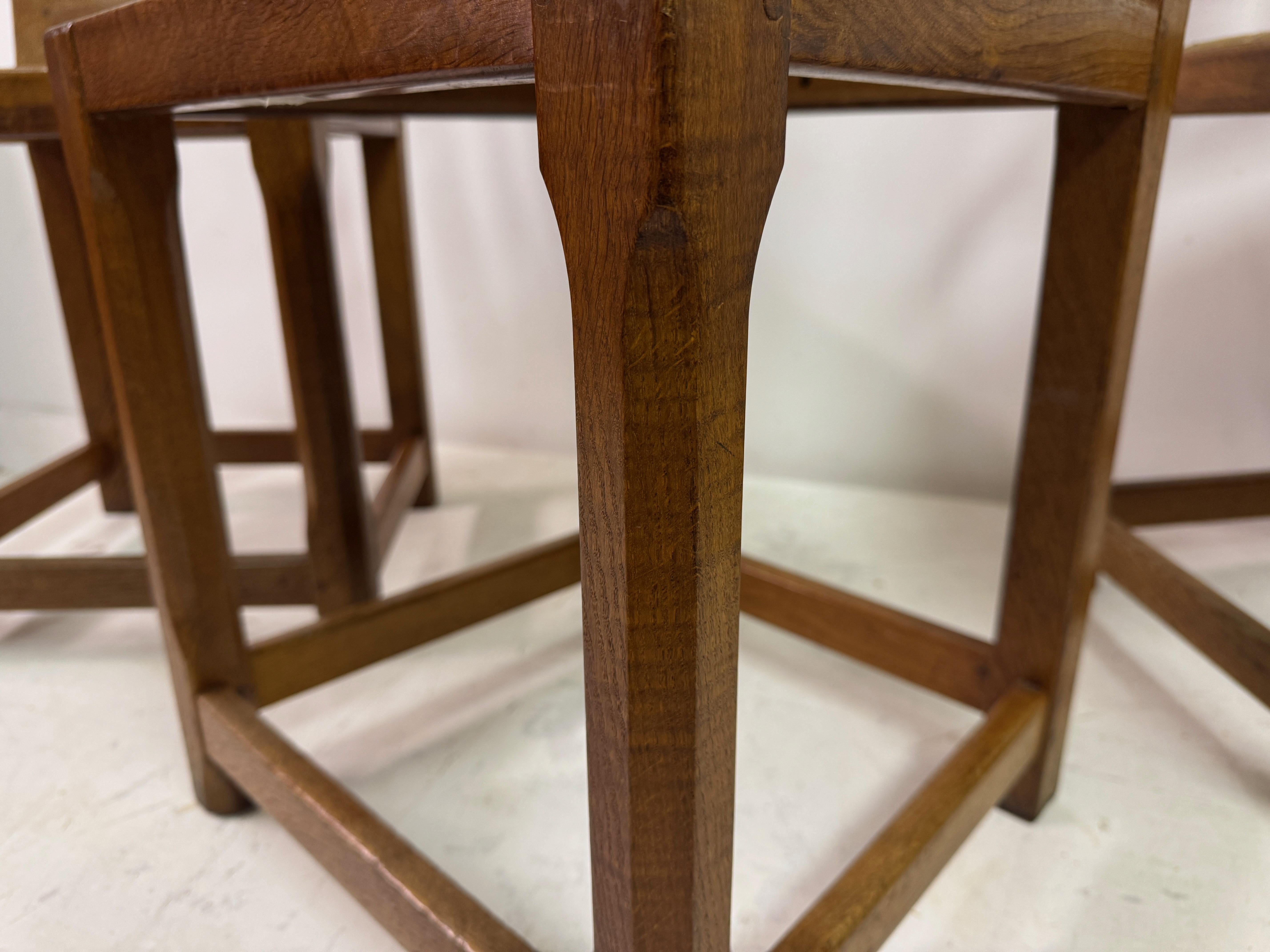 Set of Seven Arts and Crafts Oak Dining Chairs For Sale 7