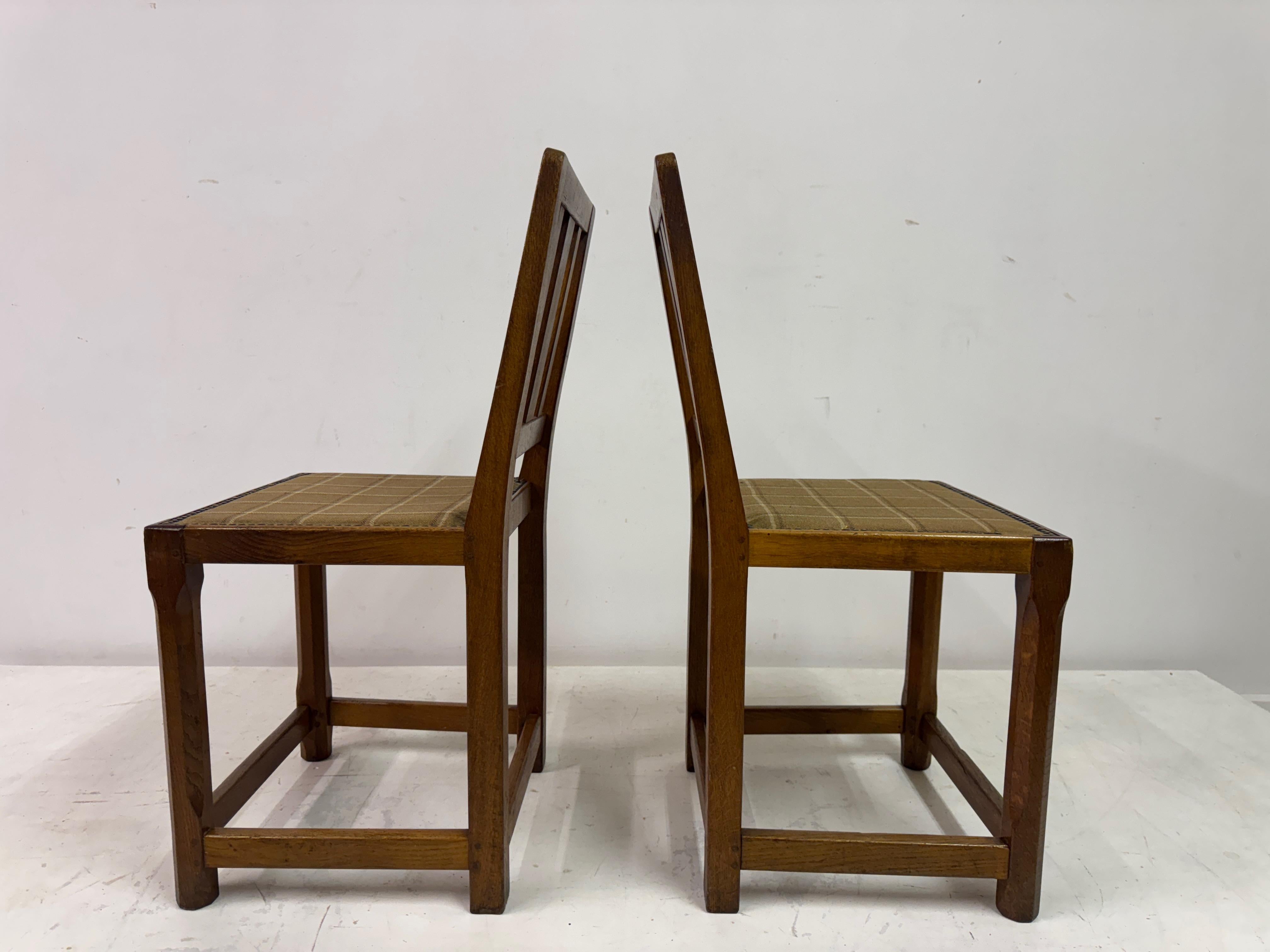 Set of Seven Arts and Crafts Oak Dining Chairs For Sale 9