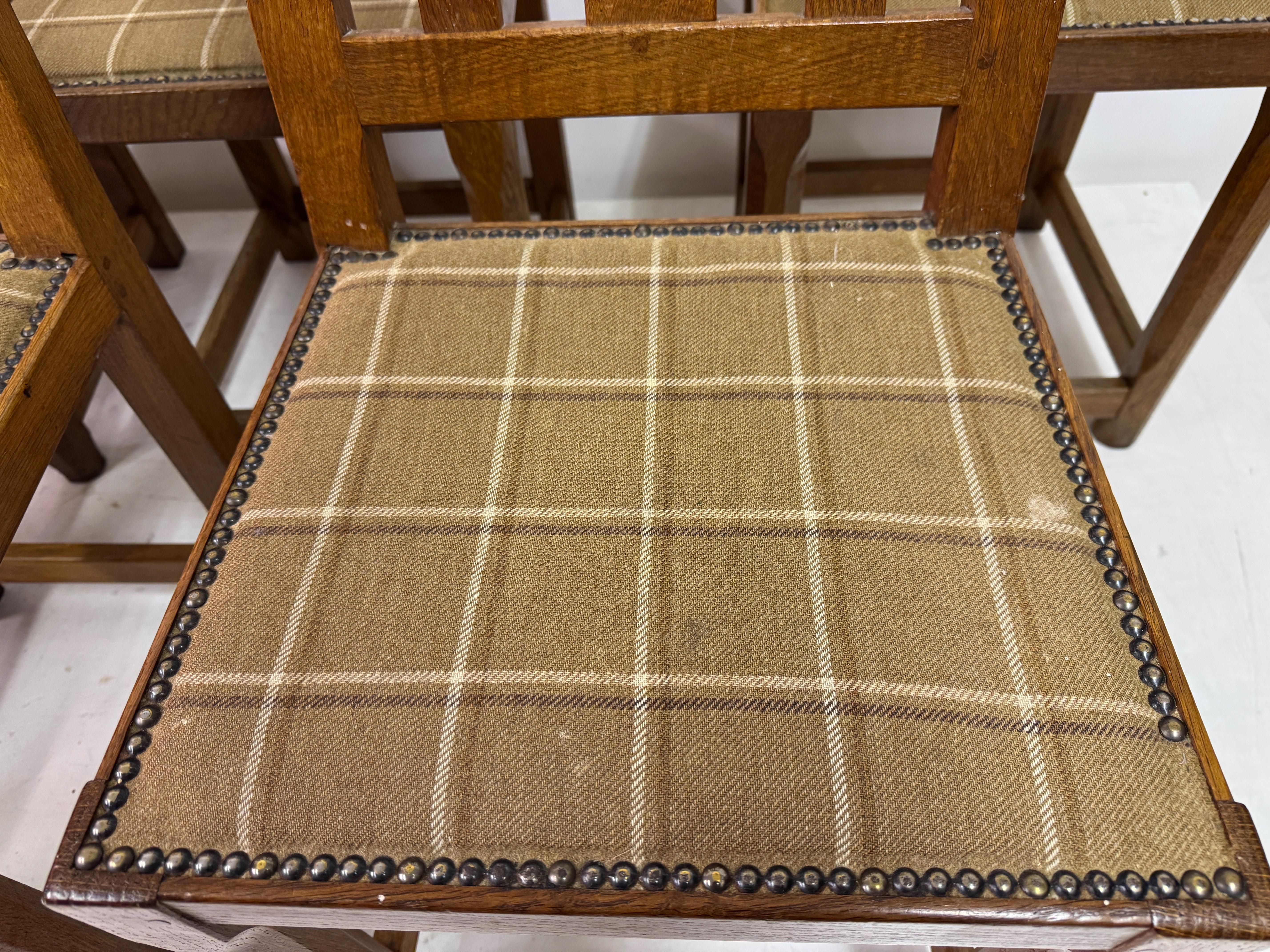 Set of Seven Arts and Crafts Oak Dining Chairs For Sale 2