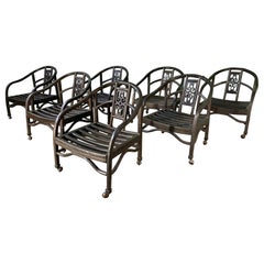 Set of Seven Asian Chinoiserie Game Table Chairs