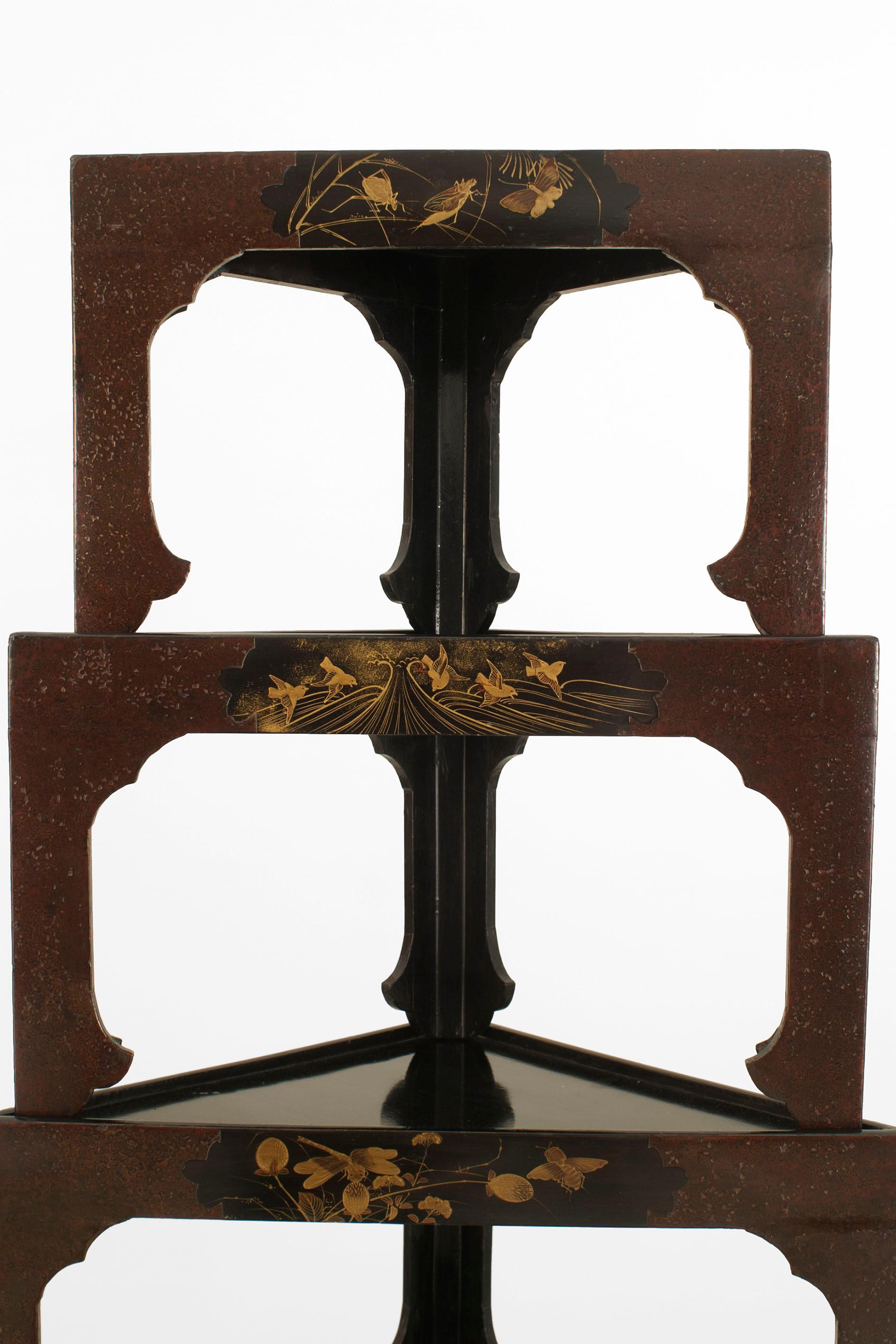 Lacquered Set of Seven Asian Japanese '19th Century' Stacked Tables