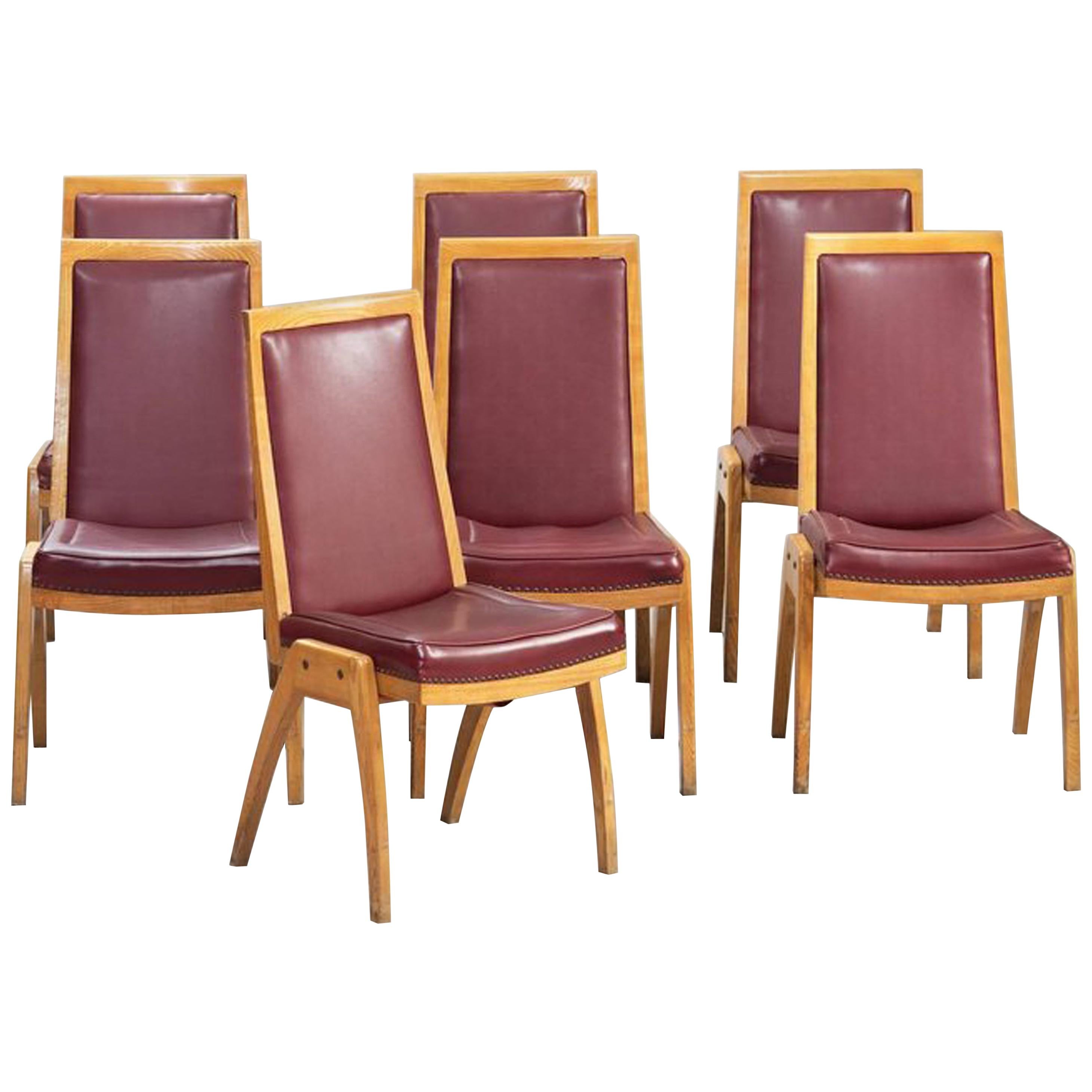Set of Seven Austrian Mid-Century Modern Dining Chairs
