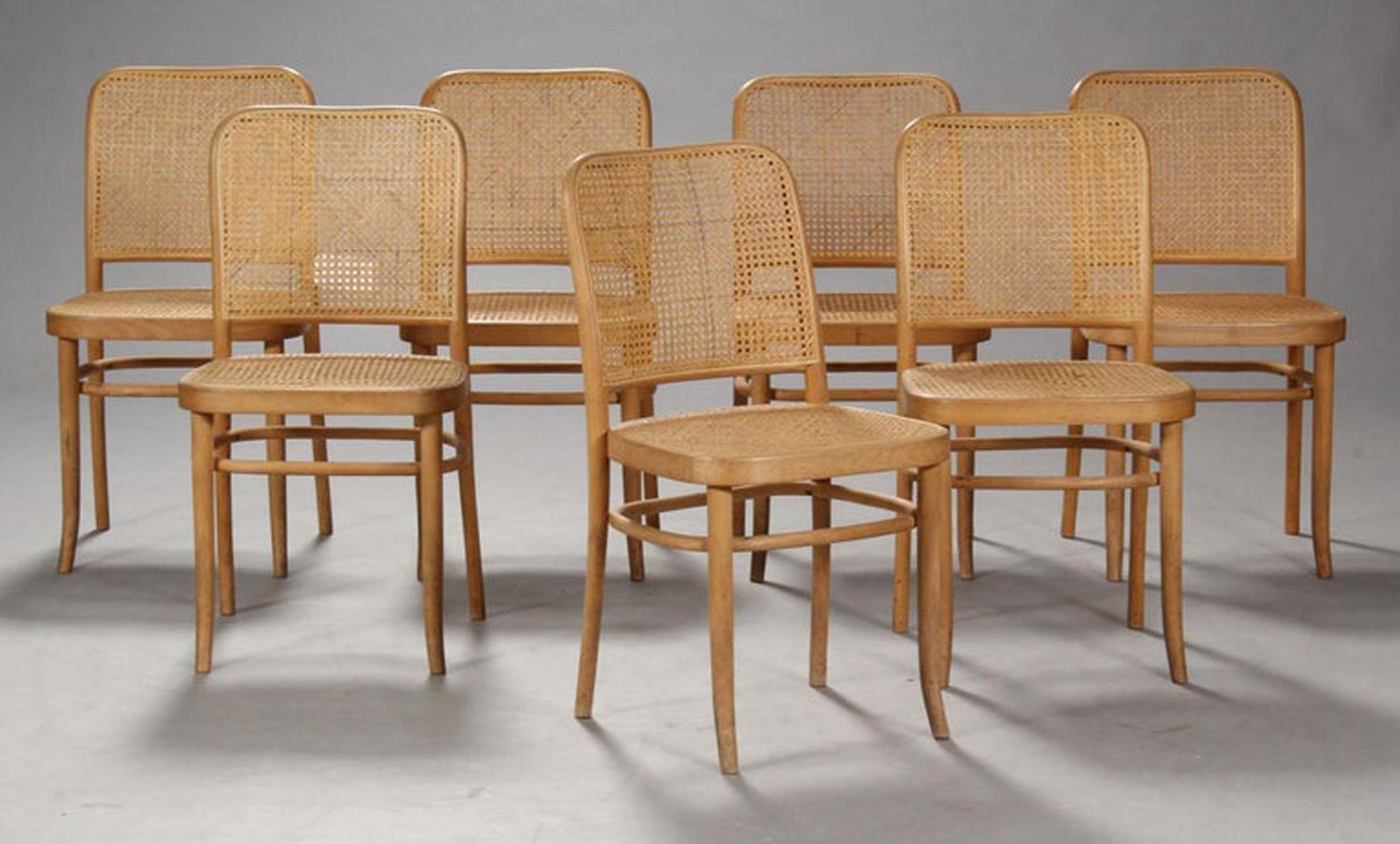 Swedish Set of Seven Bentwood Dining Chairs Josef Hoffmann Style