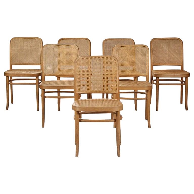 Set of Seven Bentwood Dining Chairs Josef Hoffmann Style