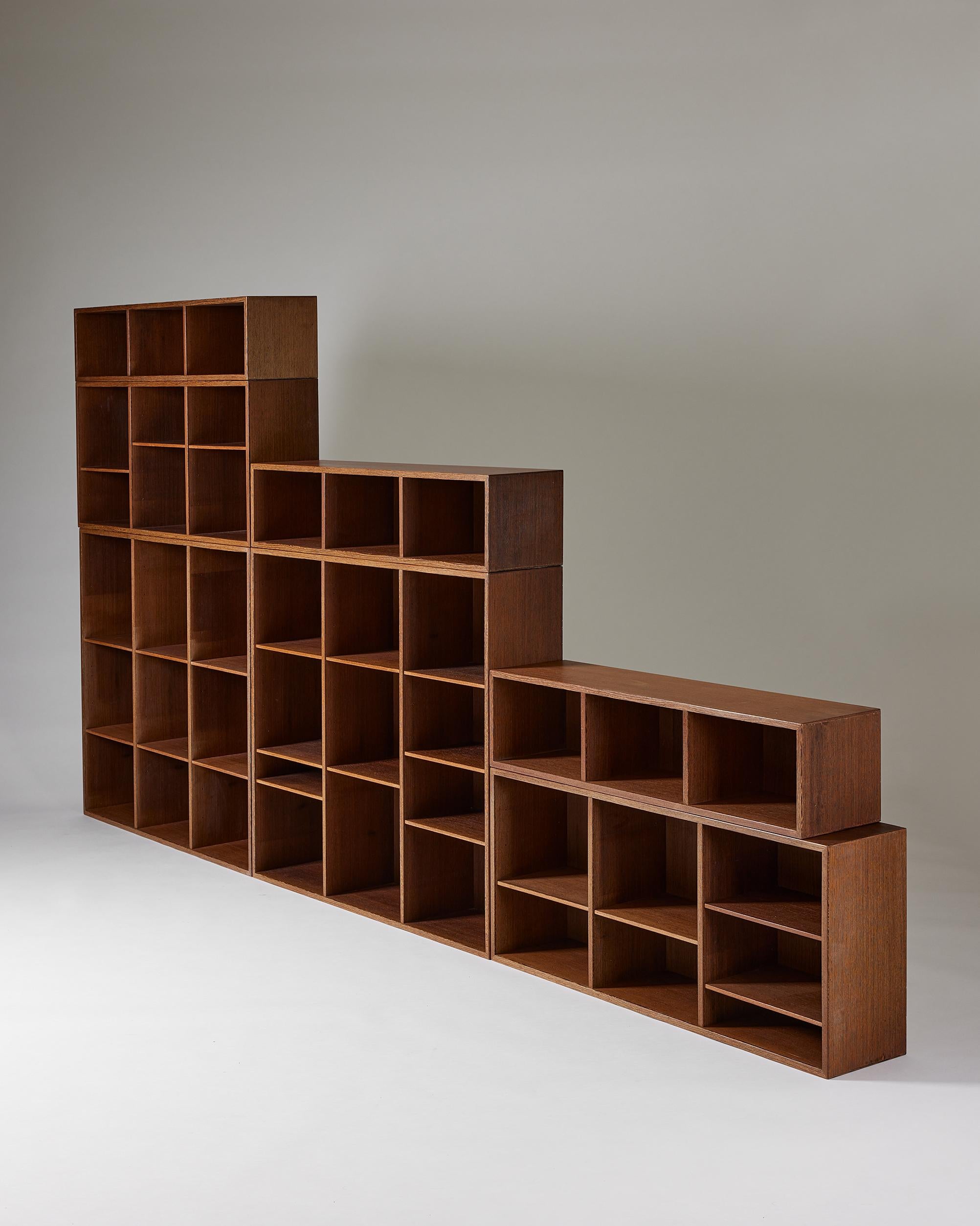 Wenge Set of seven bookshelves model 24 designed by Erik Wörts