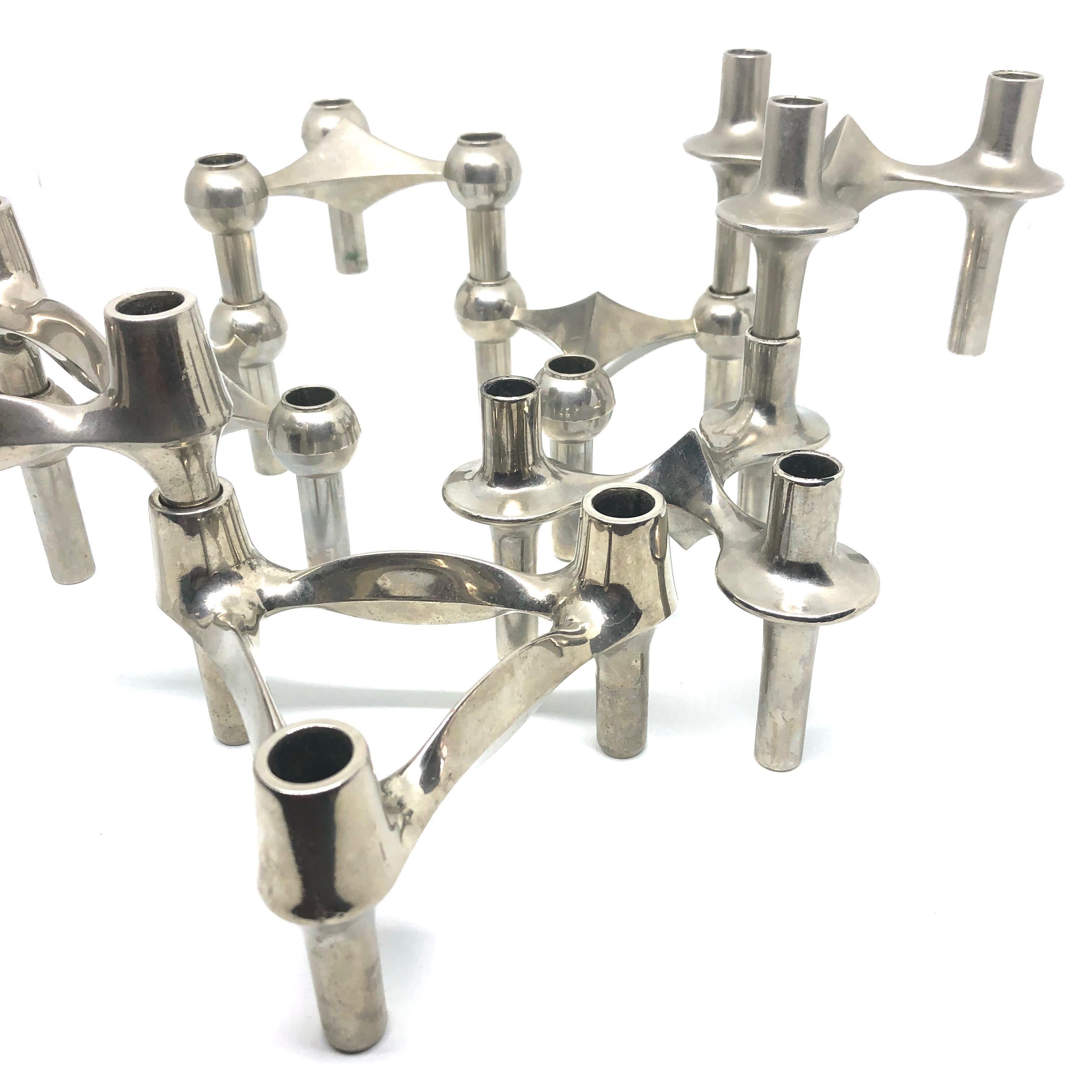 Late 20th Century Set of Seven Candleholders by Nagel and Stoffi, German, 1970s For Sale