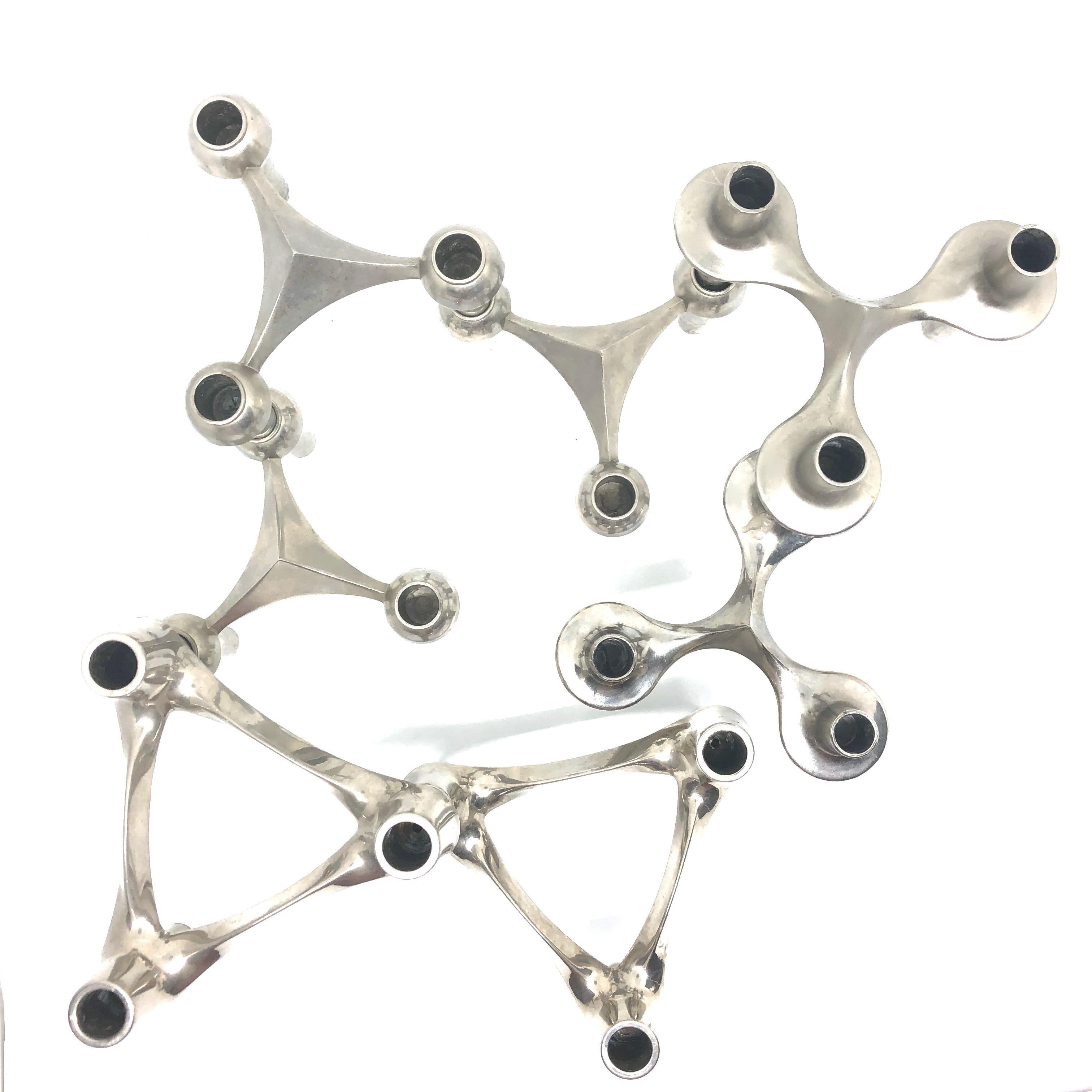 Set of Seven Candleholders by Nagel and Stoffi, German, 1970s For Sale 1