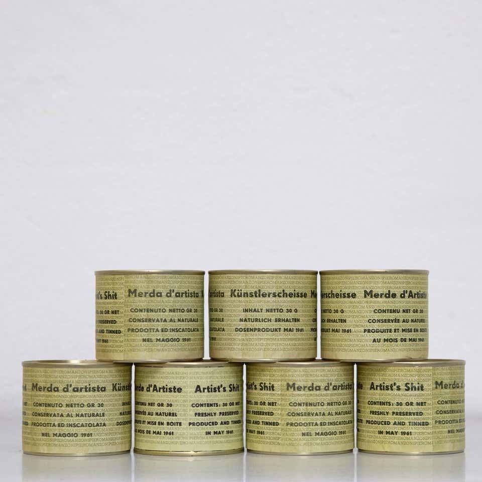 Set of Seven Cans of Artist's Shit After Piero Manzoni In Good Condition In Barcelona, Barcelona