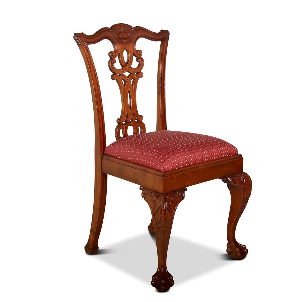 Set of Seven Carved Mahogany Chippendale Dining Chairs (Frühes 20. Jahrhundert)