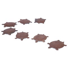 Set of Seven Cast Iron Turtle Stepping Stones