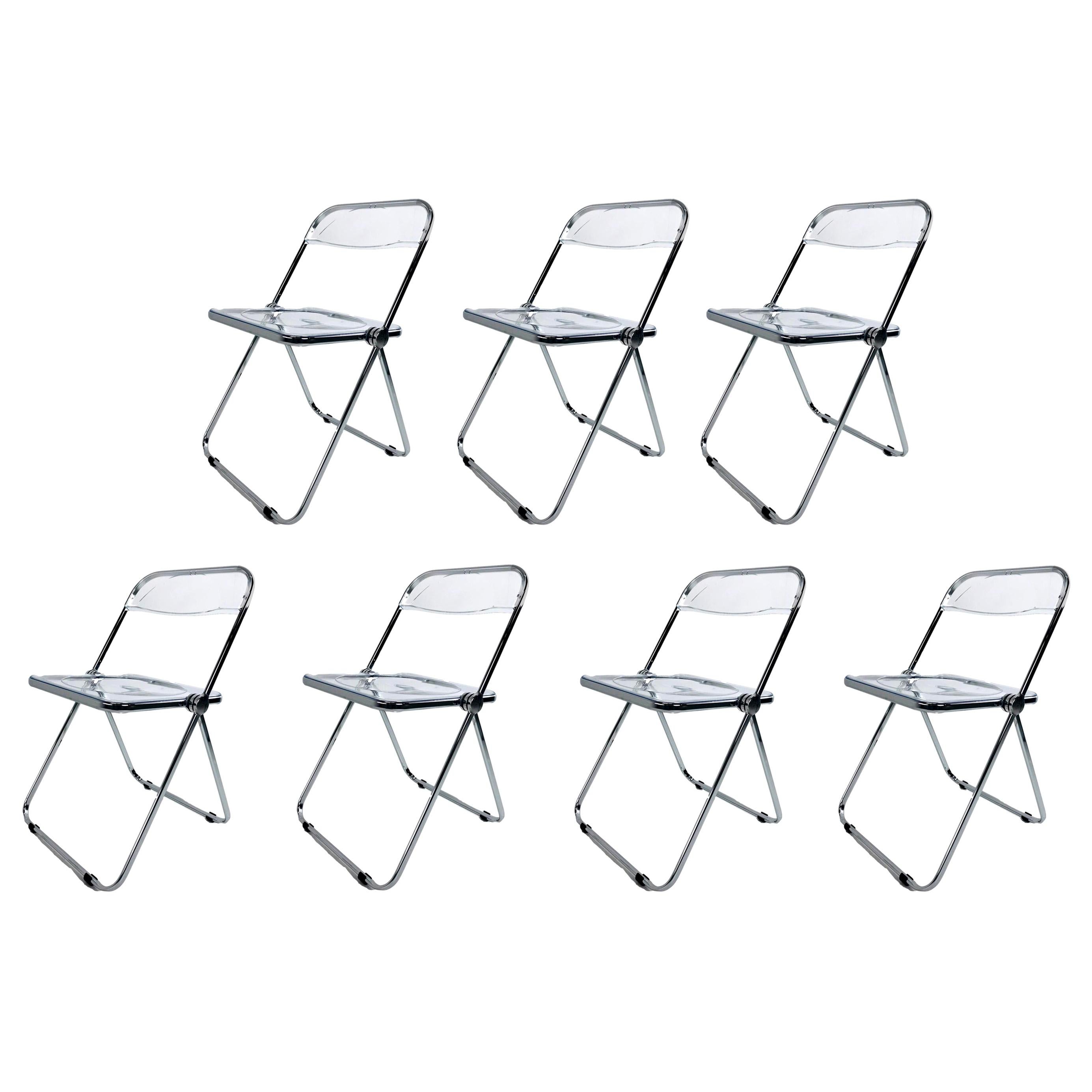 Set of Seven Castelli "Plia" Lucite Folding Chairs