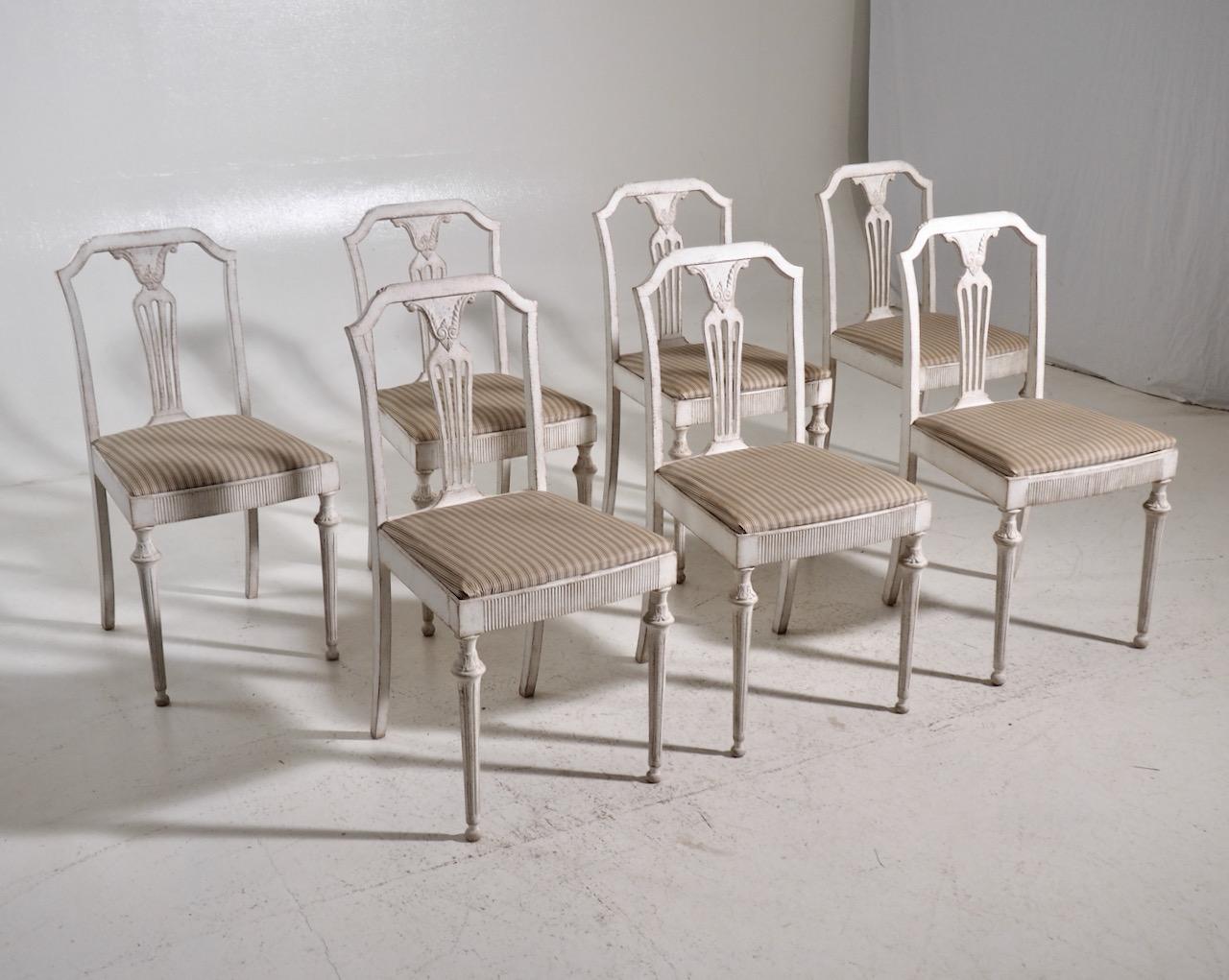 Wood Set of seven chairs, Gustavian style, 20th C. For Sale