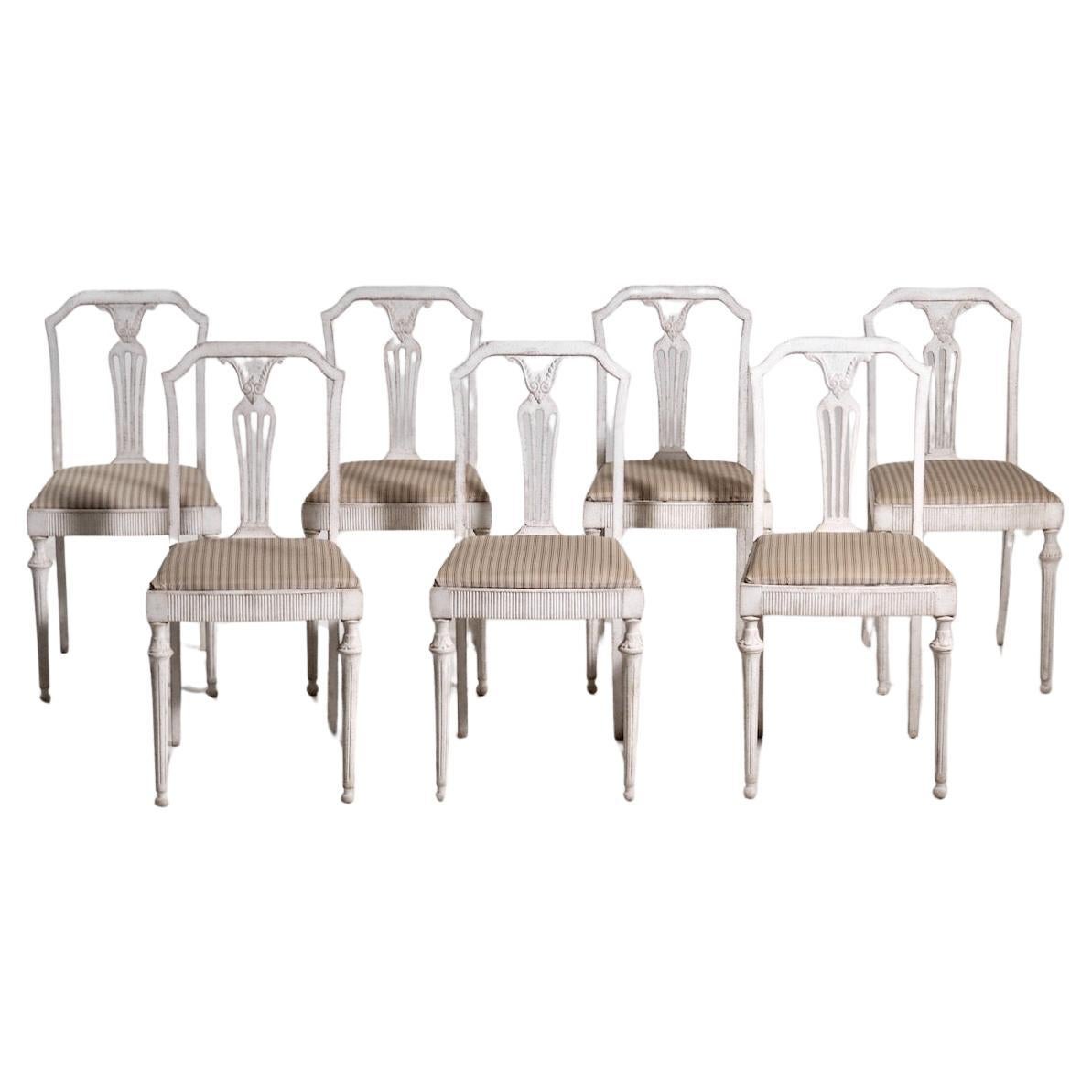 Set of seven chairs, Gustavian style, 20th C. For Sale