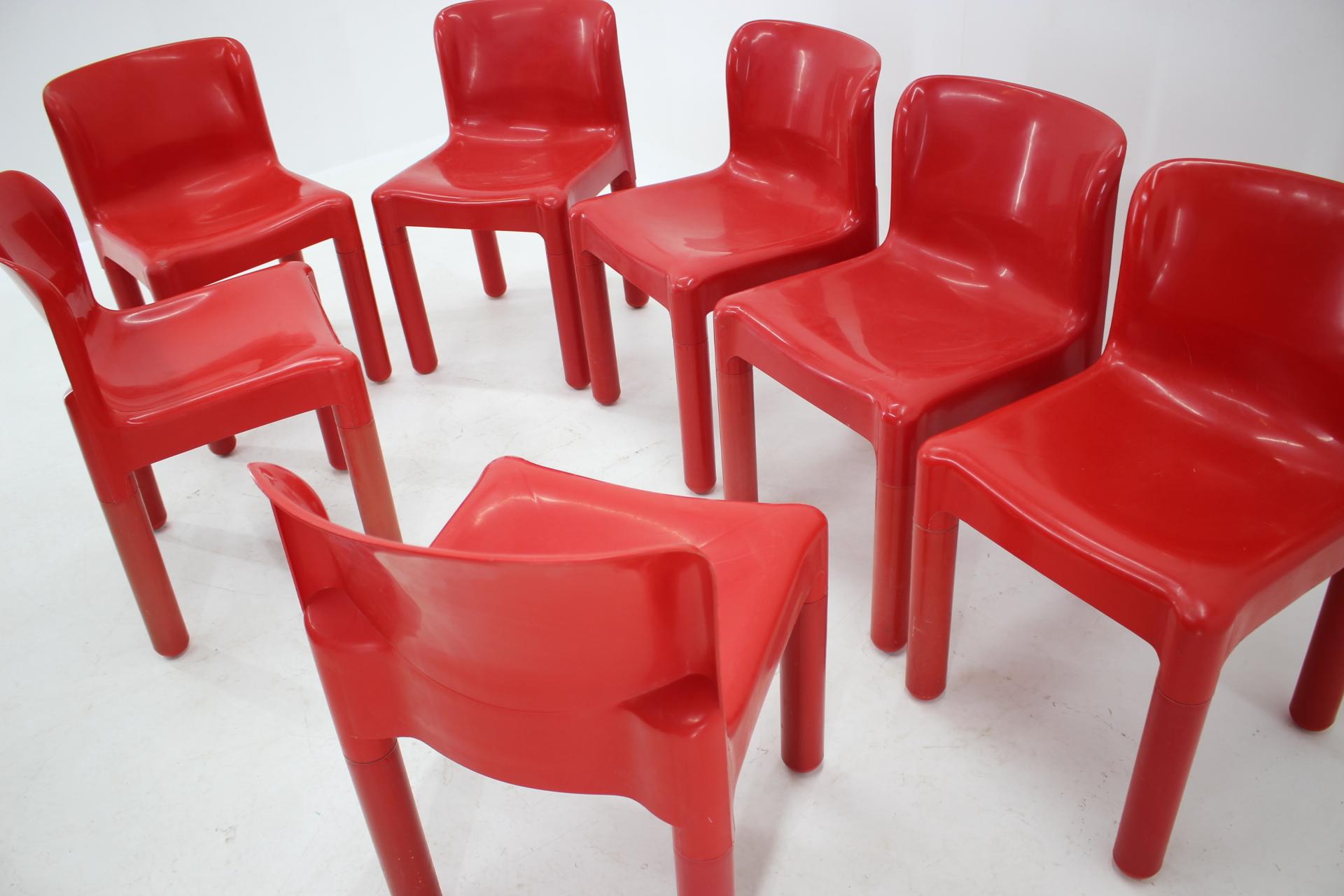 Mid-Century Modern Set of Seven Chairs Kartell Designed by Carlo Bartoli, Italy, 1980s