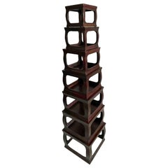 Set of Seven Chinese Export Stacking Campaign Style Pedestals