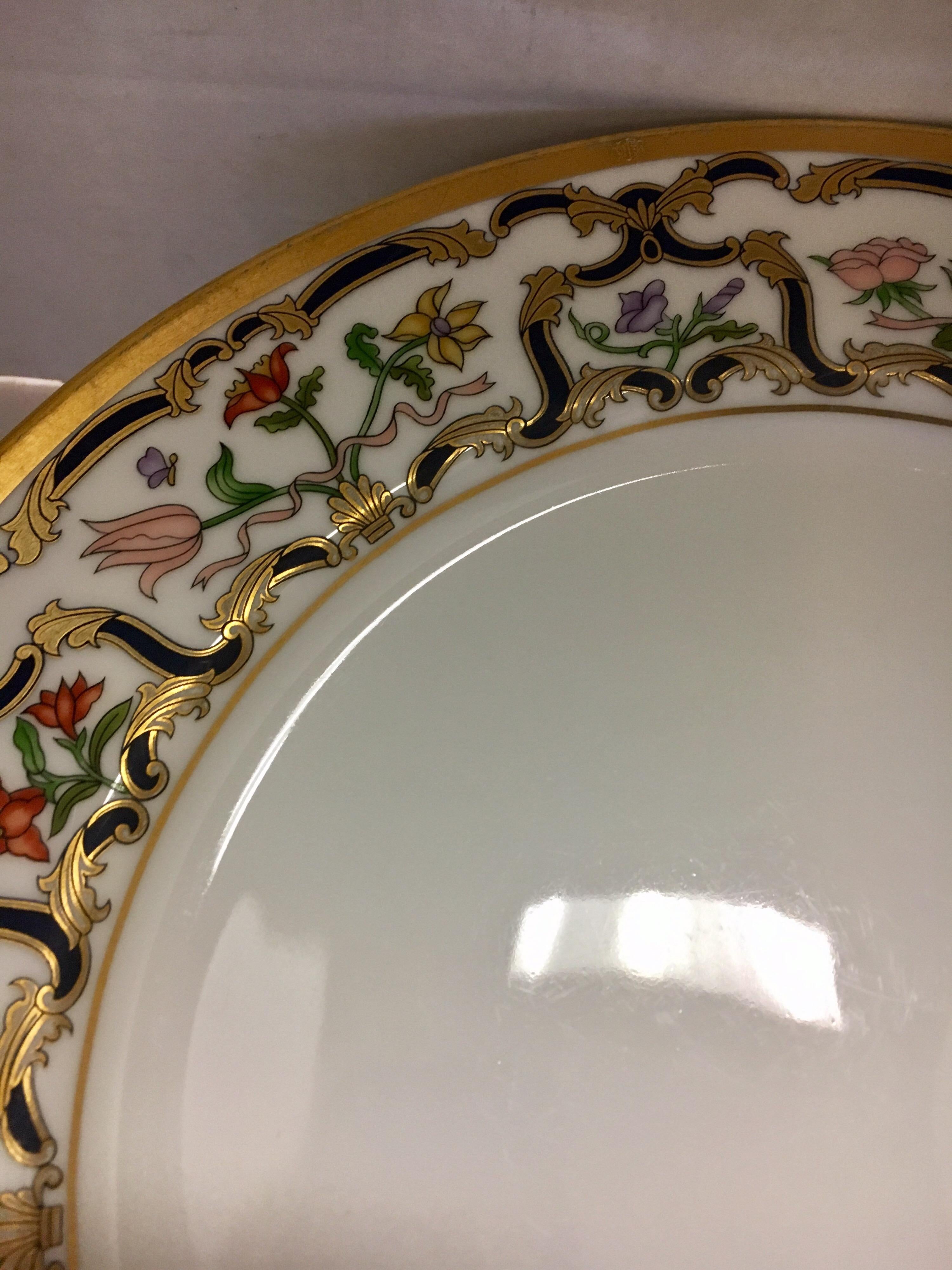 Mid-Century Modern Set of Seven Christian Dior Renaissance Fine China Porcelain Dinner Plates