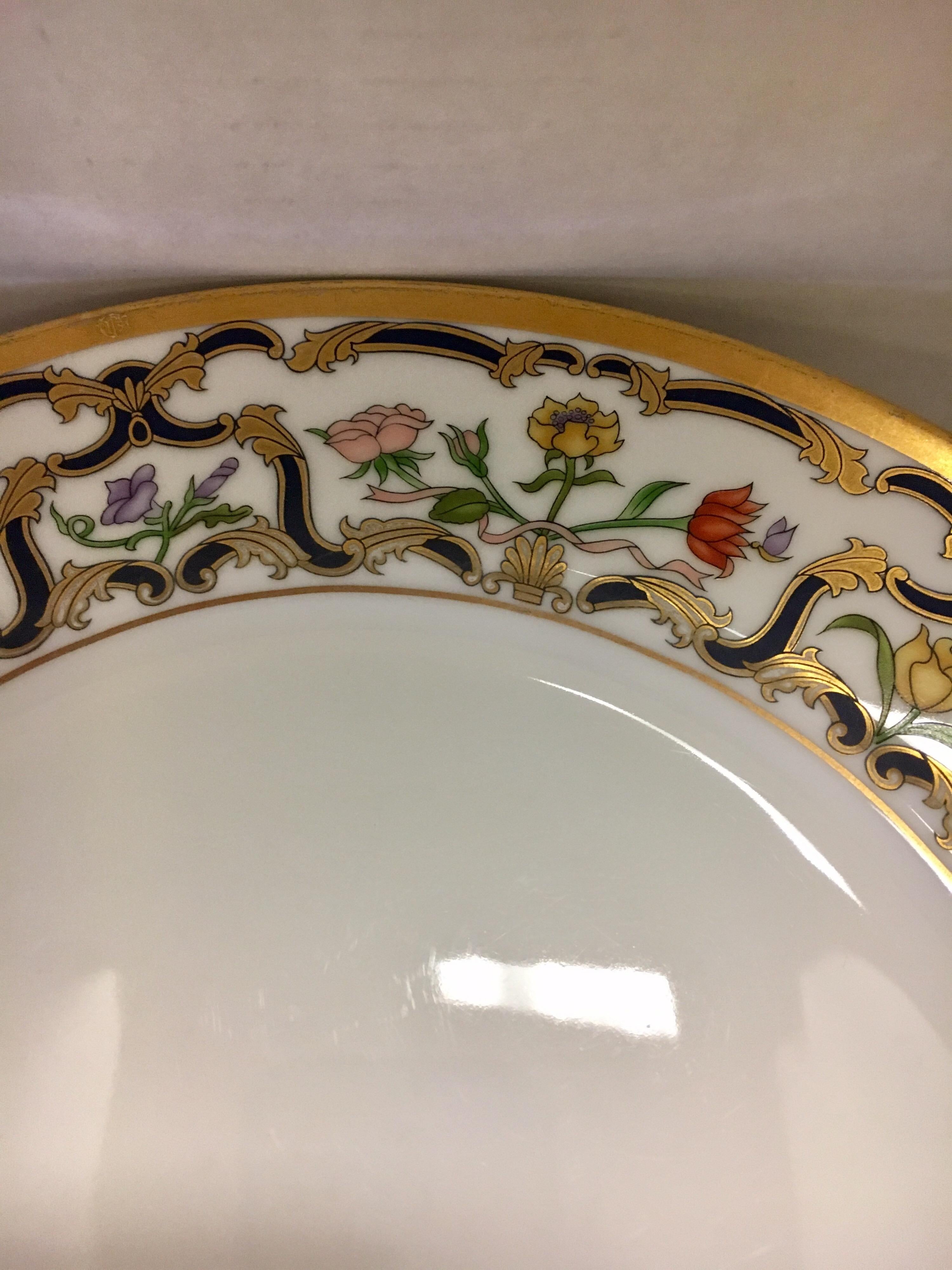Set of Seven Christian Dior Renaissance Fine China Porcelain Dinner Plates In Fair Condition In West Hartford, CT