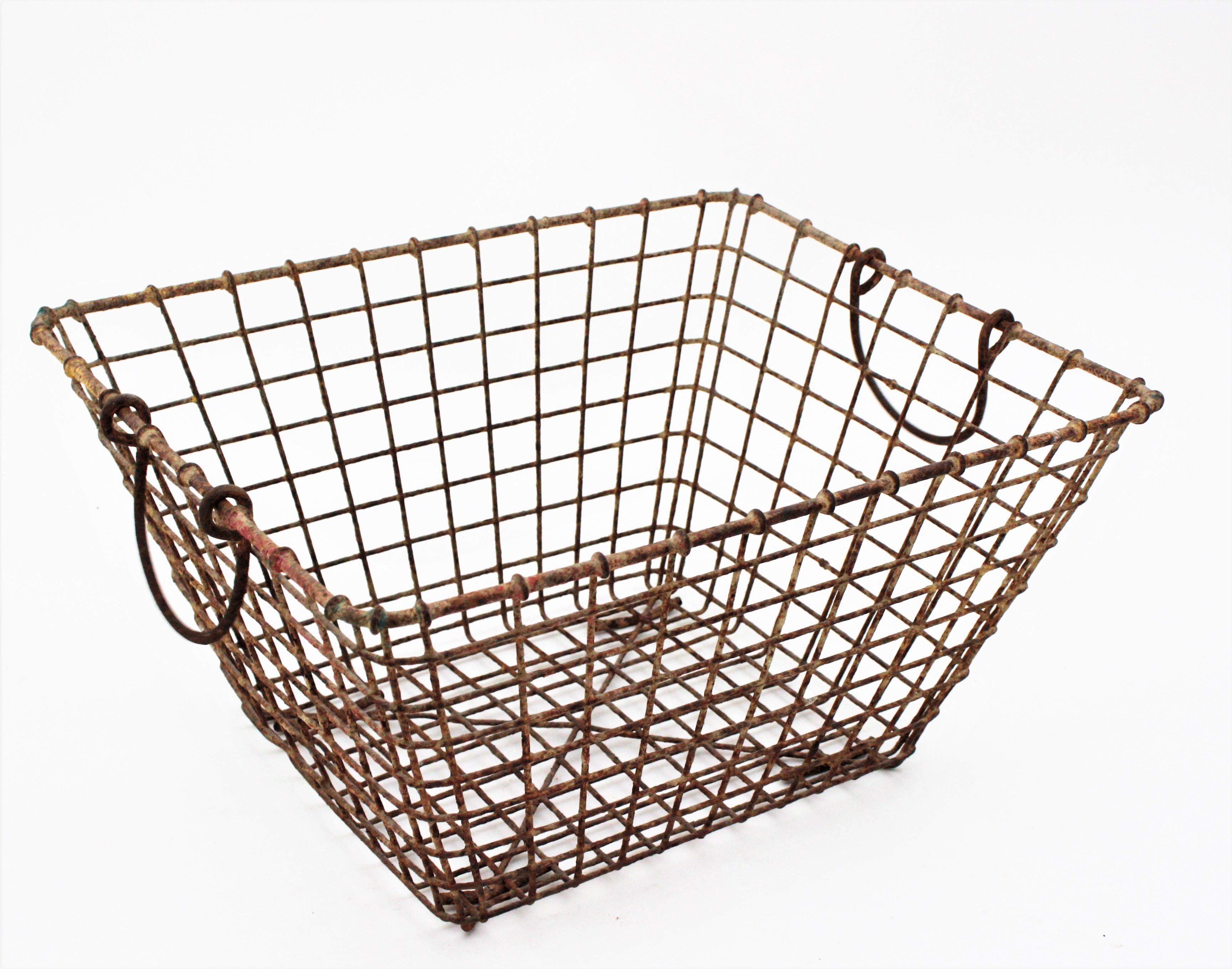 Rustic Set of Seven Coquillage Oysters Baskets in Iron Wire For Sale