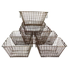 Used Set of Seven Coquillage Oysters Baskets in Iron Wire