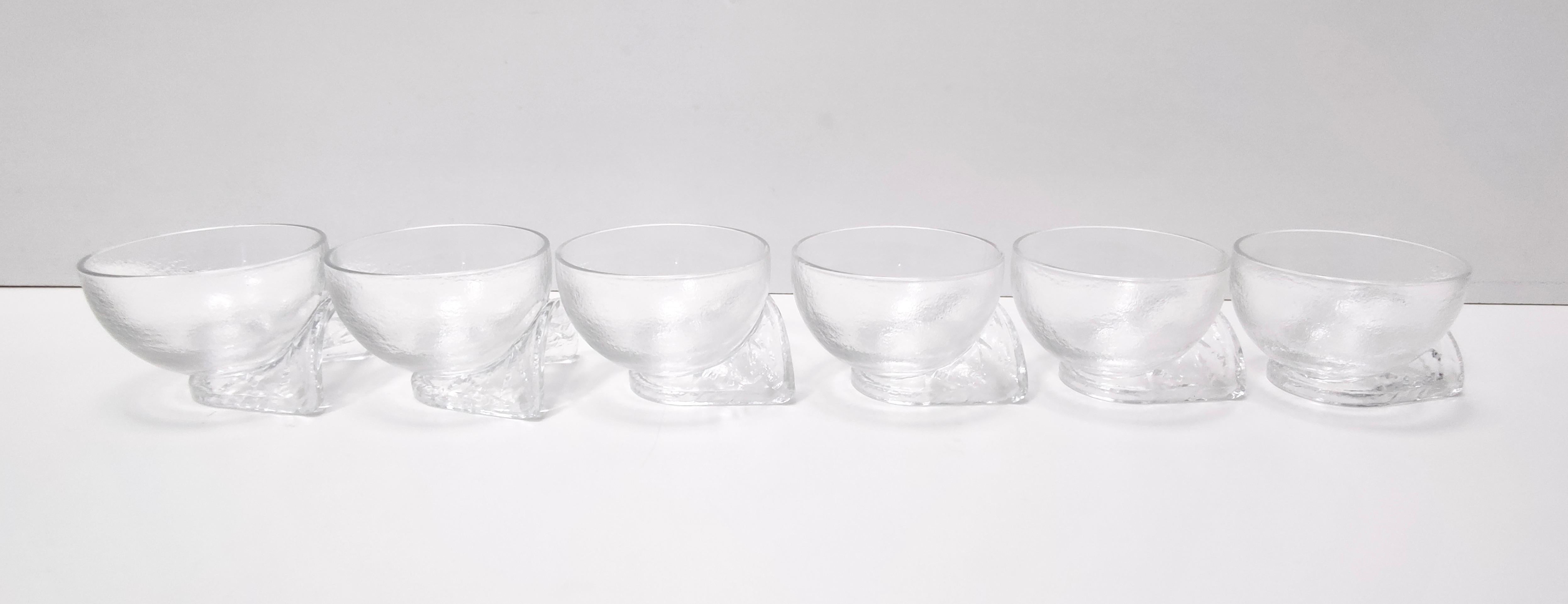 Post-Modern Set of Seven Crystal Serving Bowls by Taddei Sestini for Kristall Krisla For Sale