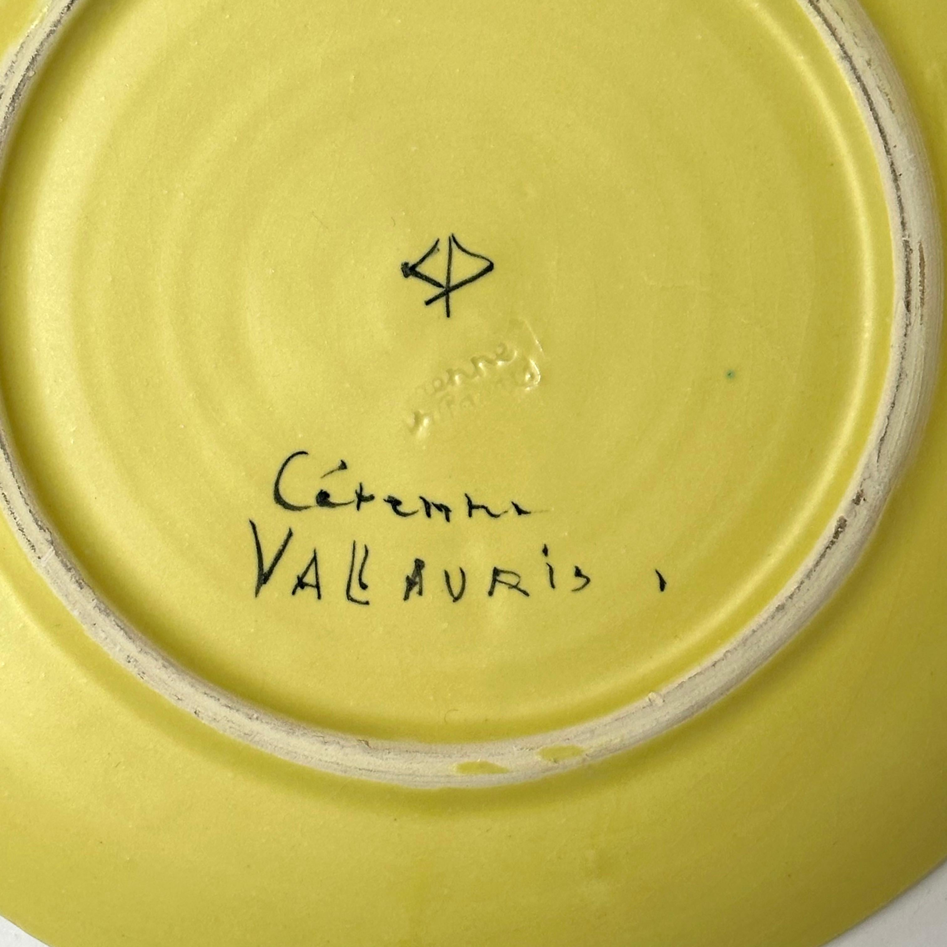 Juego de siete platos decorativos, Cerenne, Vallauris c. 1950 en venta 3