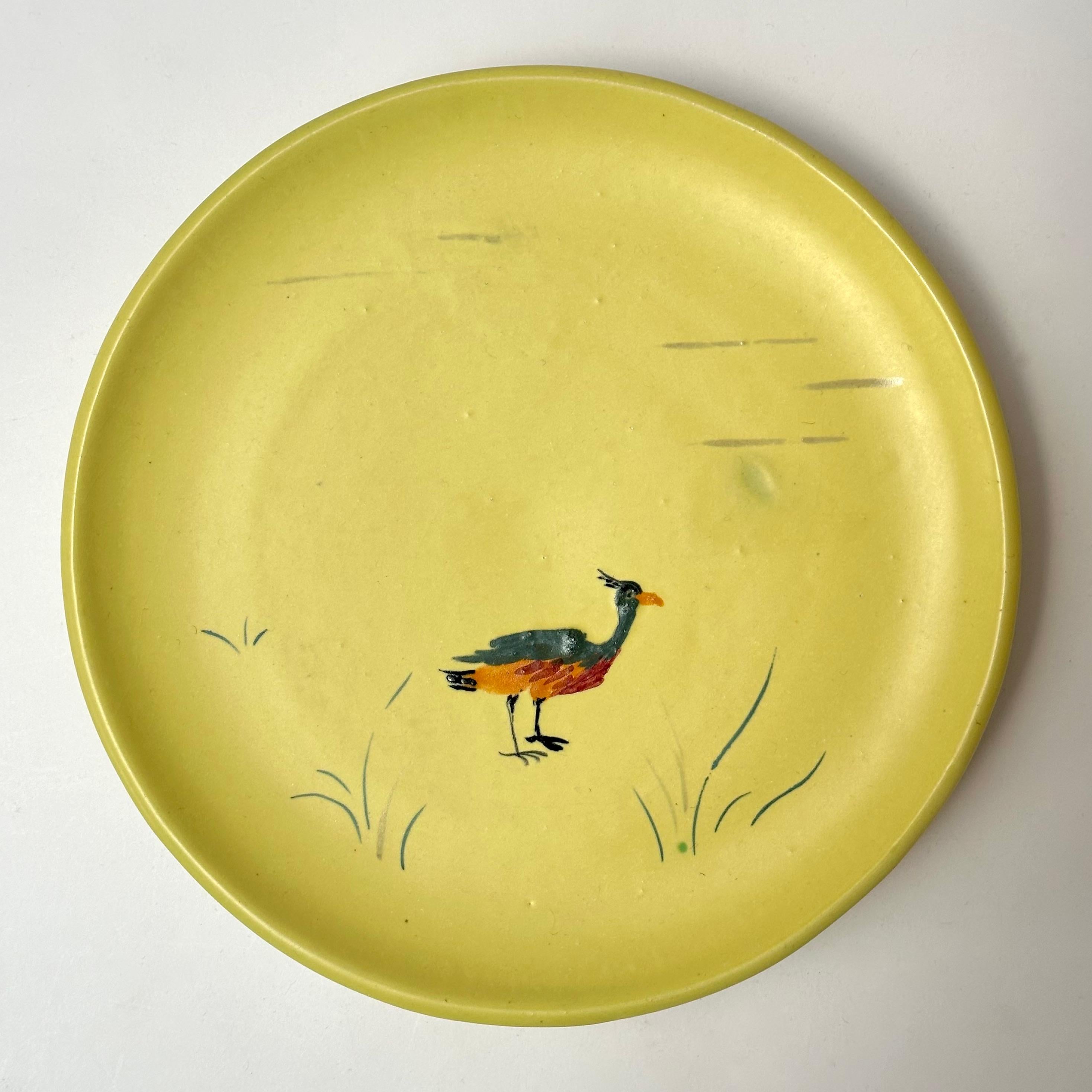 Juego de siete platos decorativos, Cerenne, Vallauris c. 1950 en Bueno estado para la venta en St Ouen, FR