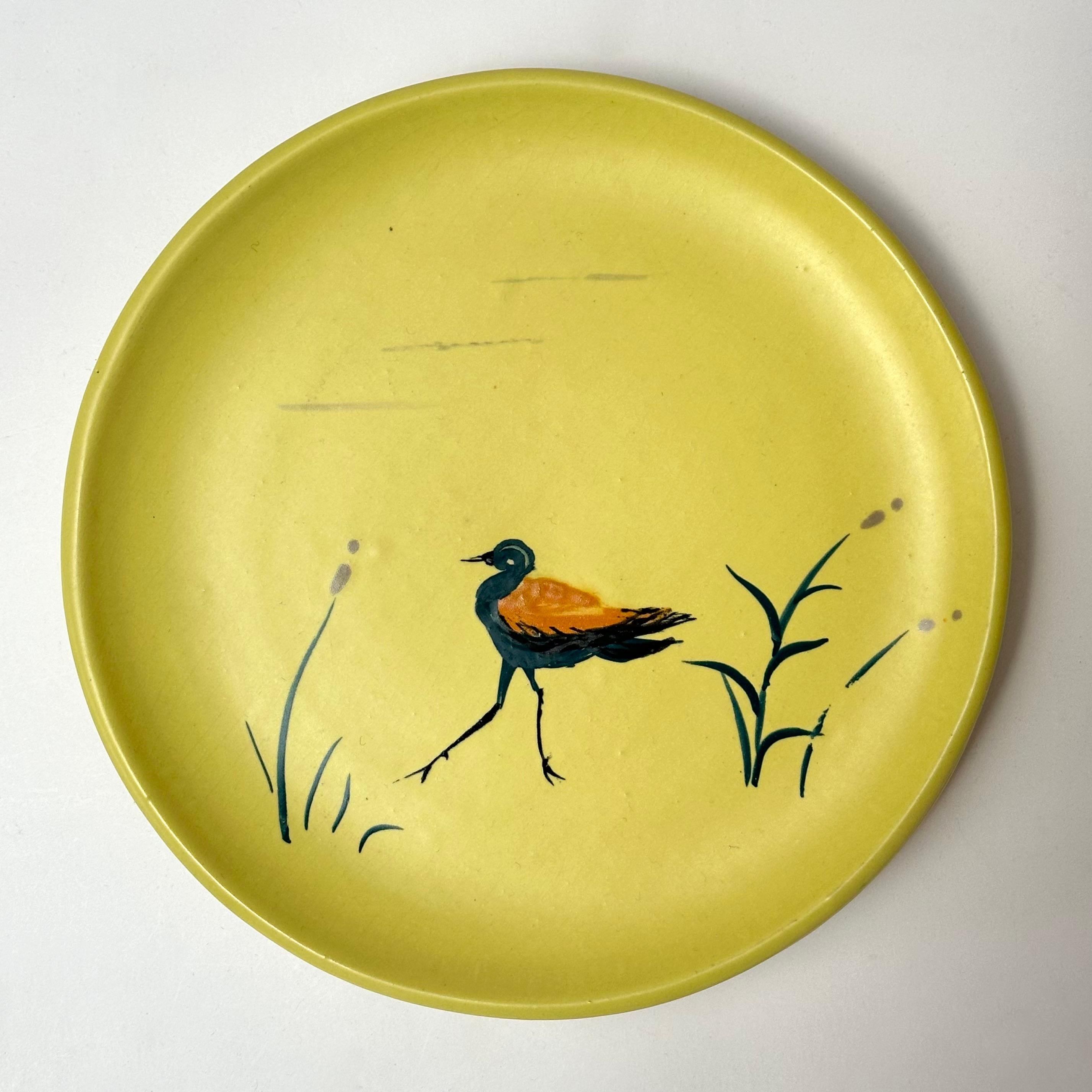 Juego de siete platos decorativos, Cerenne, Vallauris c. 1950 mediados del siglo XX en venta