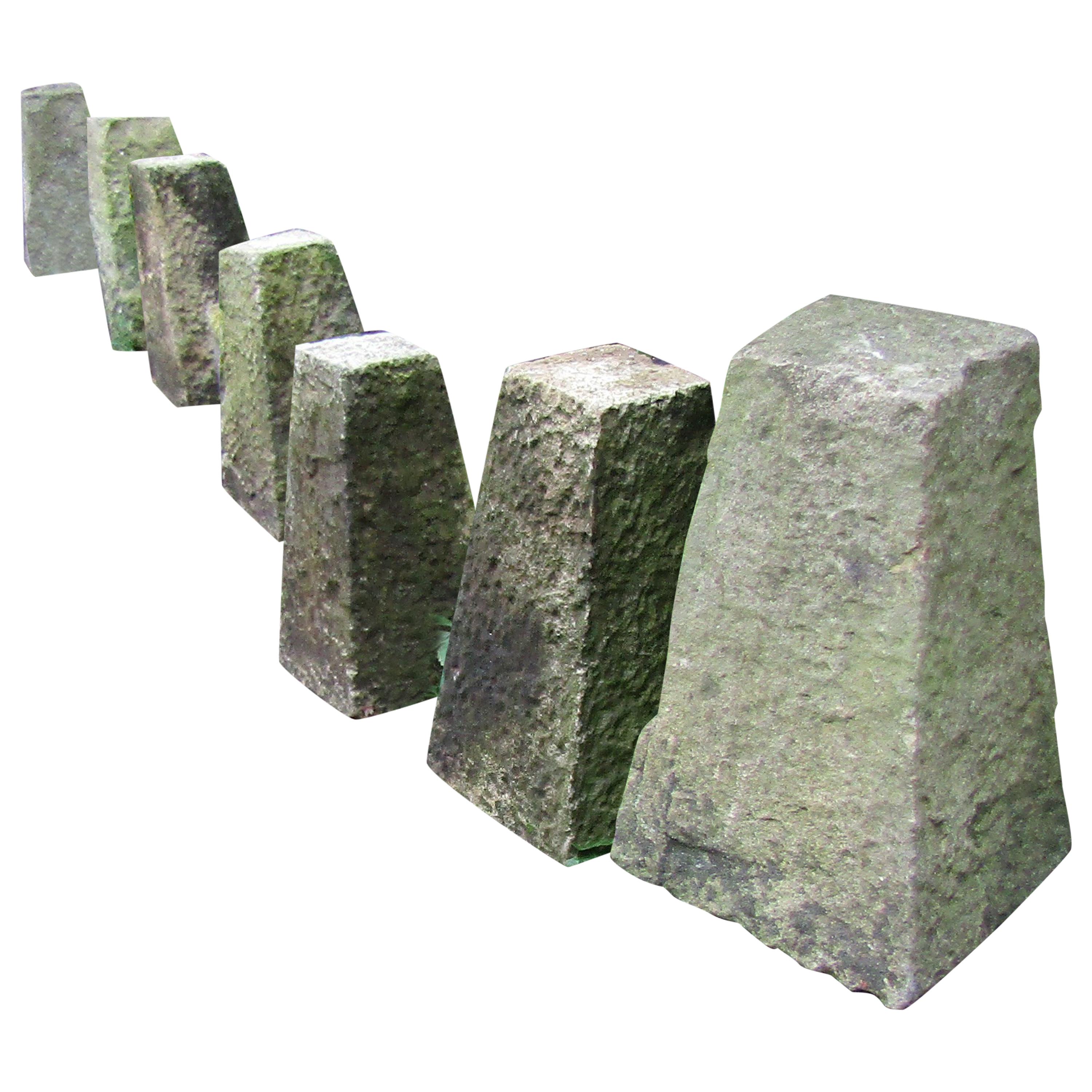 Set of Seven Early 19th English Stone Staddle Stones Garden Feature For Sale